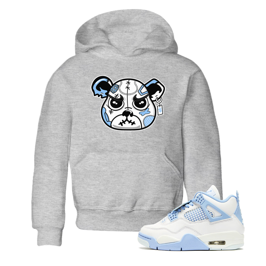 snkmatch Bear Face snkmatch Tees Kids - Air Jordan 4 Aluminum