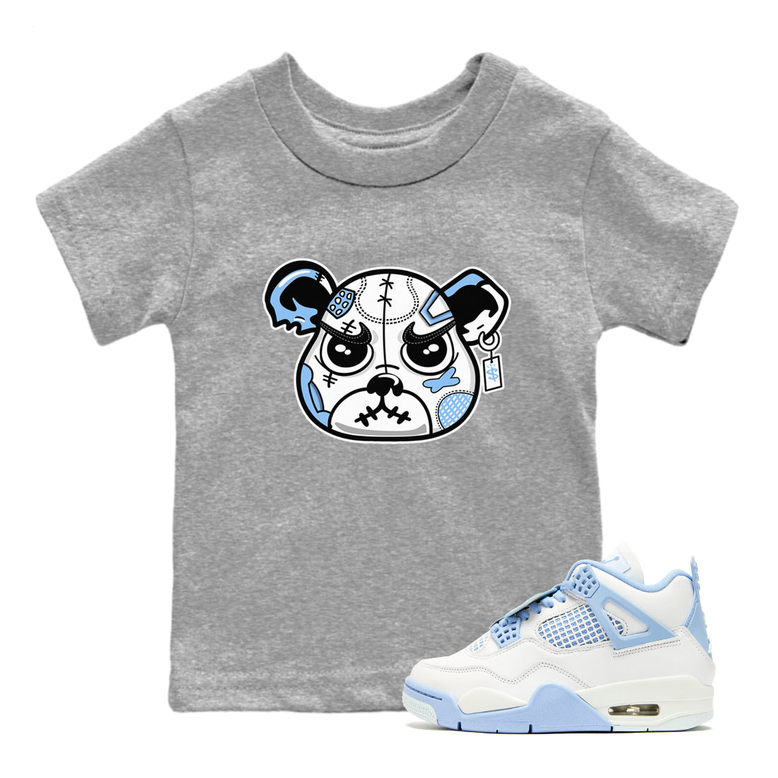 snkmatch Bear Face snkmatch Tees Kids - Air Jordan 4 Aluminum