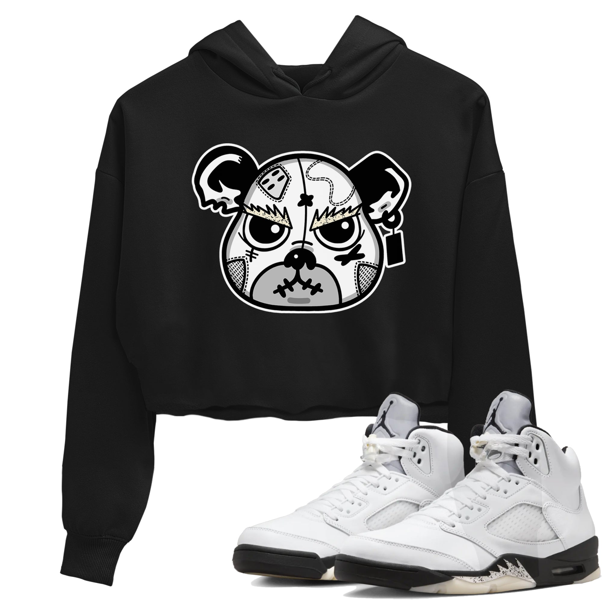 snkmatch Bear Face snkmatch Women's Top - Air Jordan 5 White Black