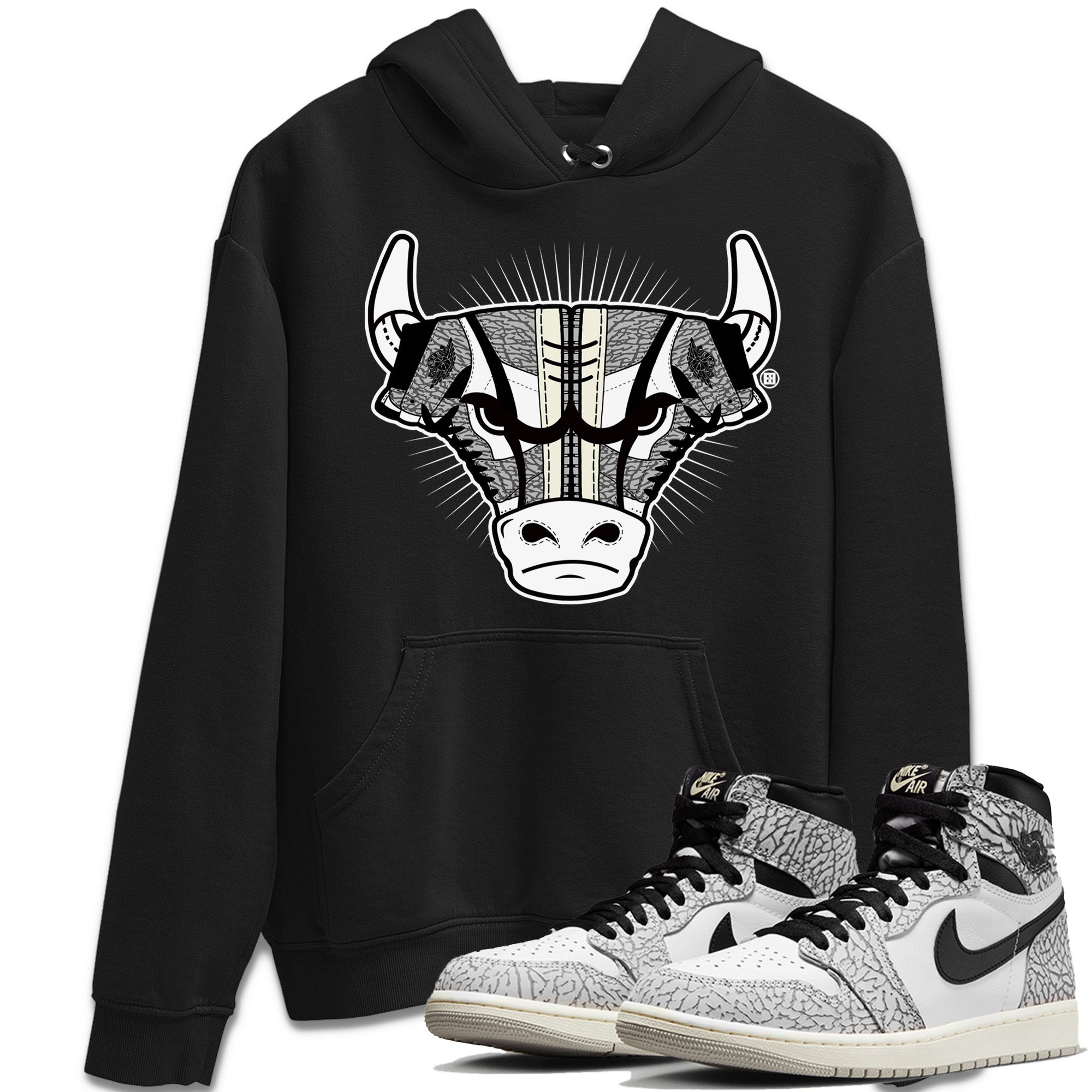 snkmatch Bull Head Unisex Tops - Air Jordan 1 White Cement