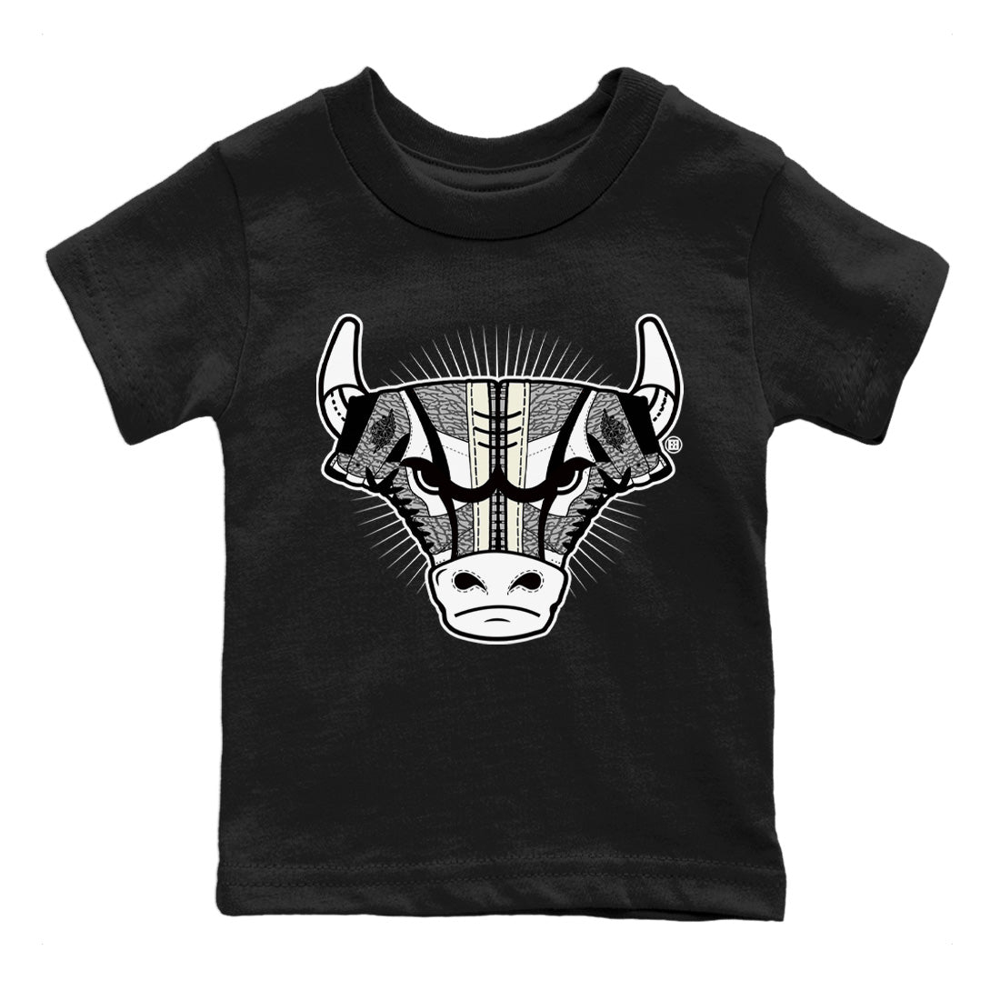 snkmatch Bull Head Kids Tops - Air Jordan 1 White Cement