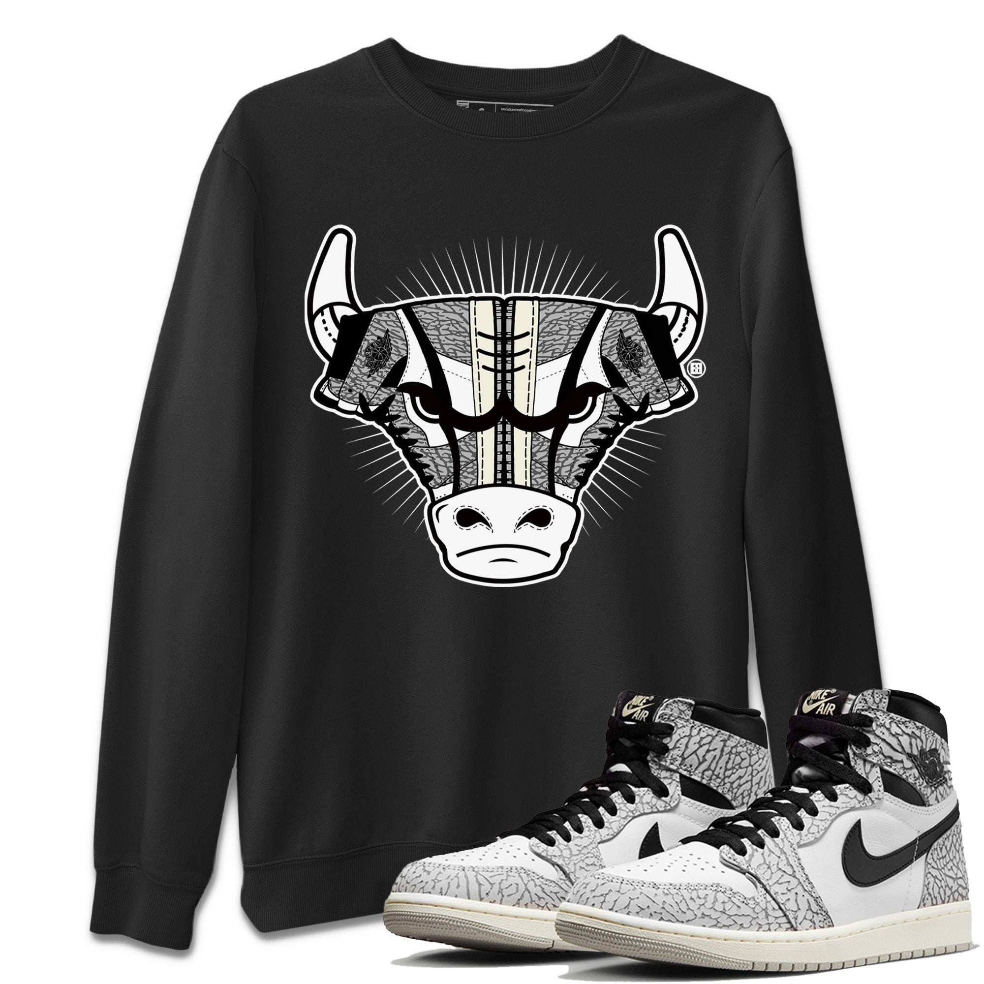 snkmatch Bull Head Unisex Tops - Air Jordan 1 White Cement
