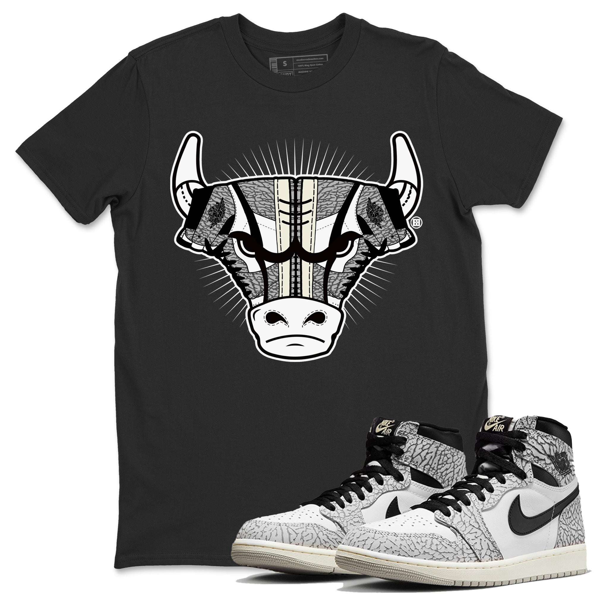 snkmatch Bull Head Unisex Tops - Air Jordan 1 White Cement