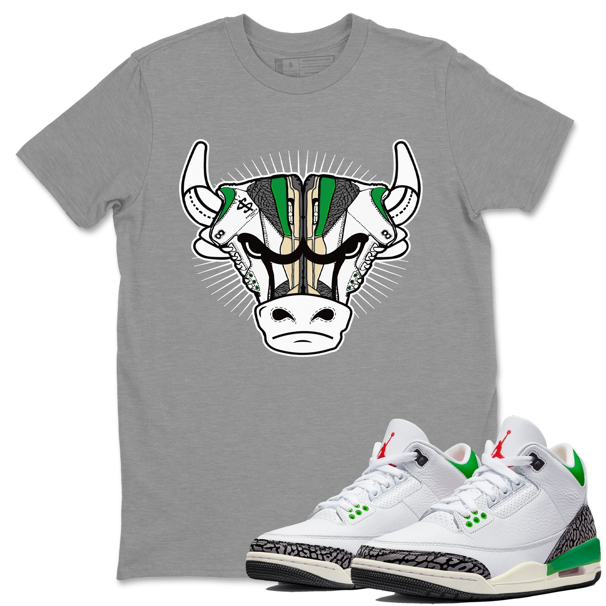 snkmatch Bull Head Unisex Tops - Air Jordan 3 Lucky Green