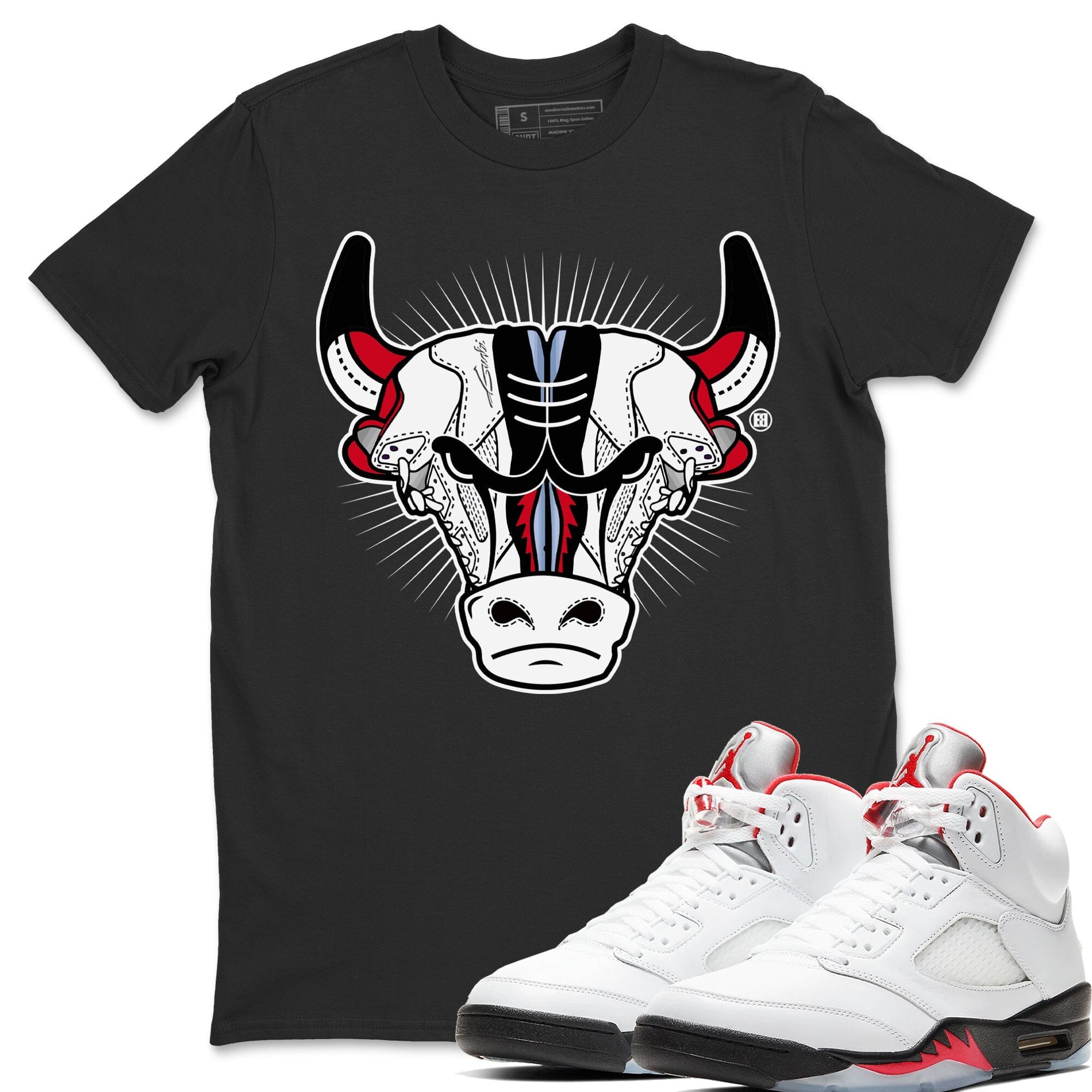 snkmatch Bull Head Unisex Tops - Air Jordan 5 Fire Red