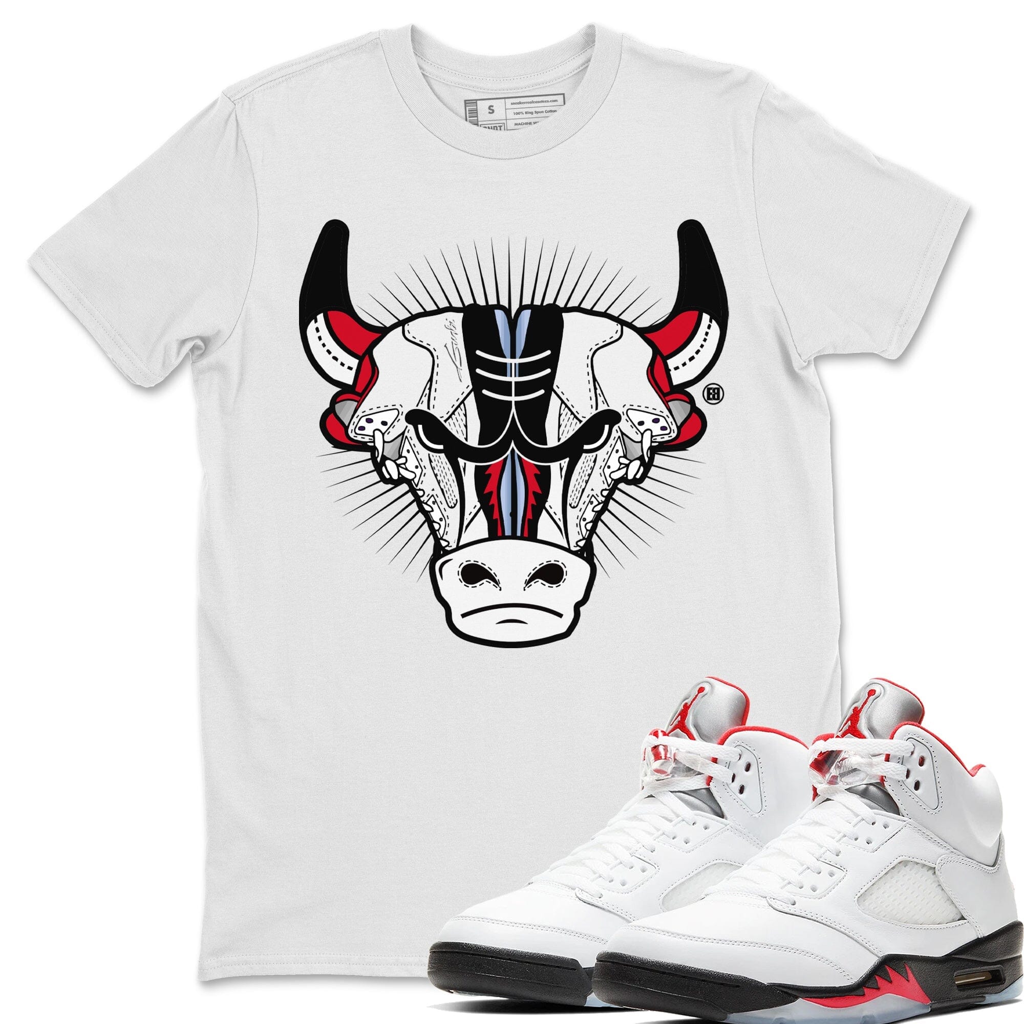 snkmatch Bull Head Unisex Tops - Air Jordan 5 Fire Red