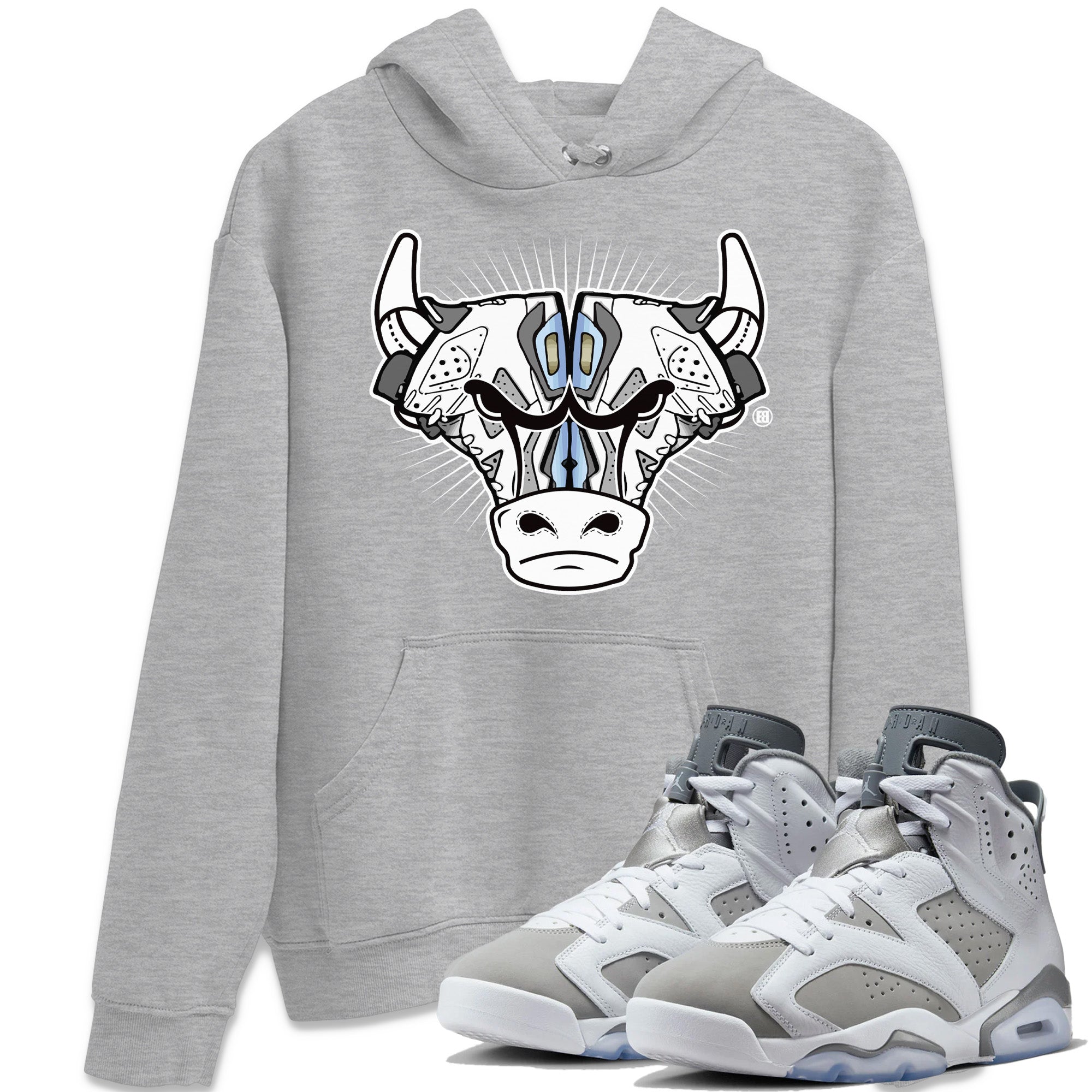 snkmatch Bull Head Unisex Tops - Air Jordan 6 Cool Grey