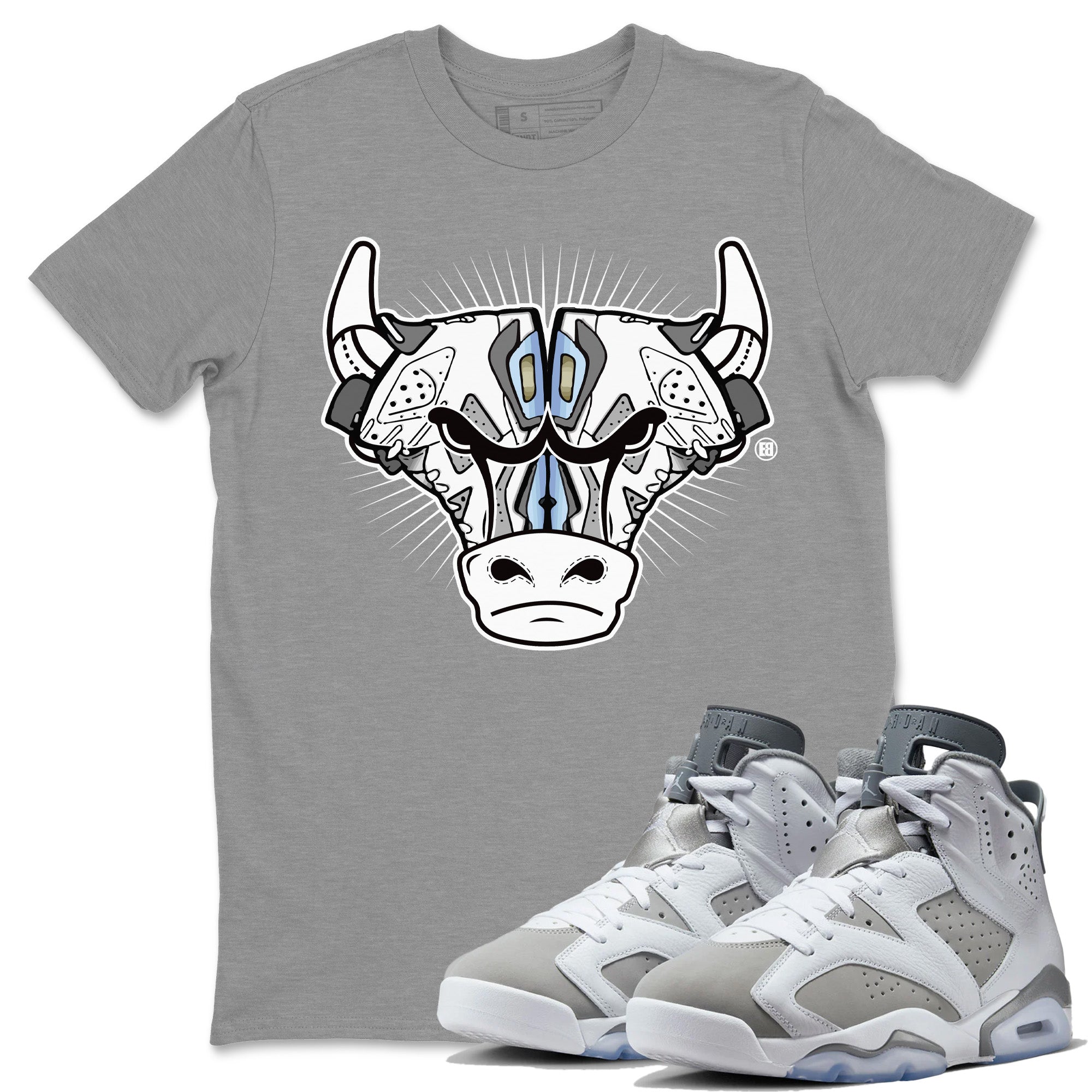 snkmatch Bull Head Unisex Tops - Air Jordan 6 Cool Grey