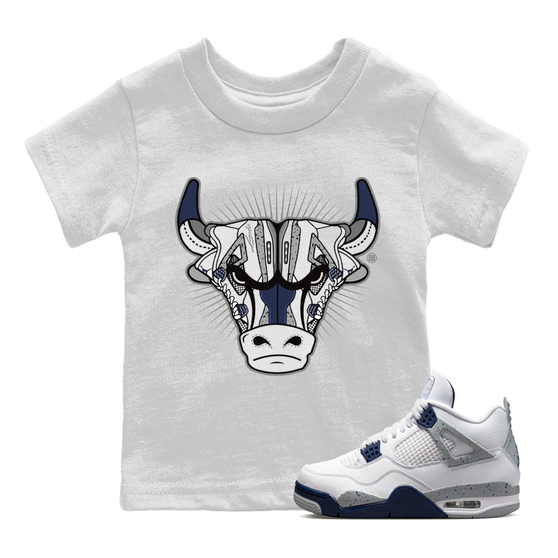 snkmatch Bull Head Kids Tops - Air Jordan 4 Midnight Navy