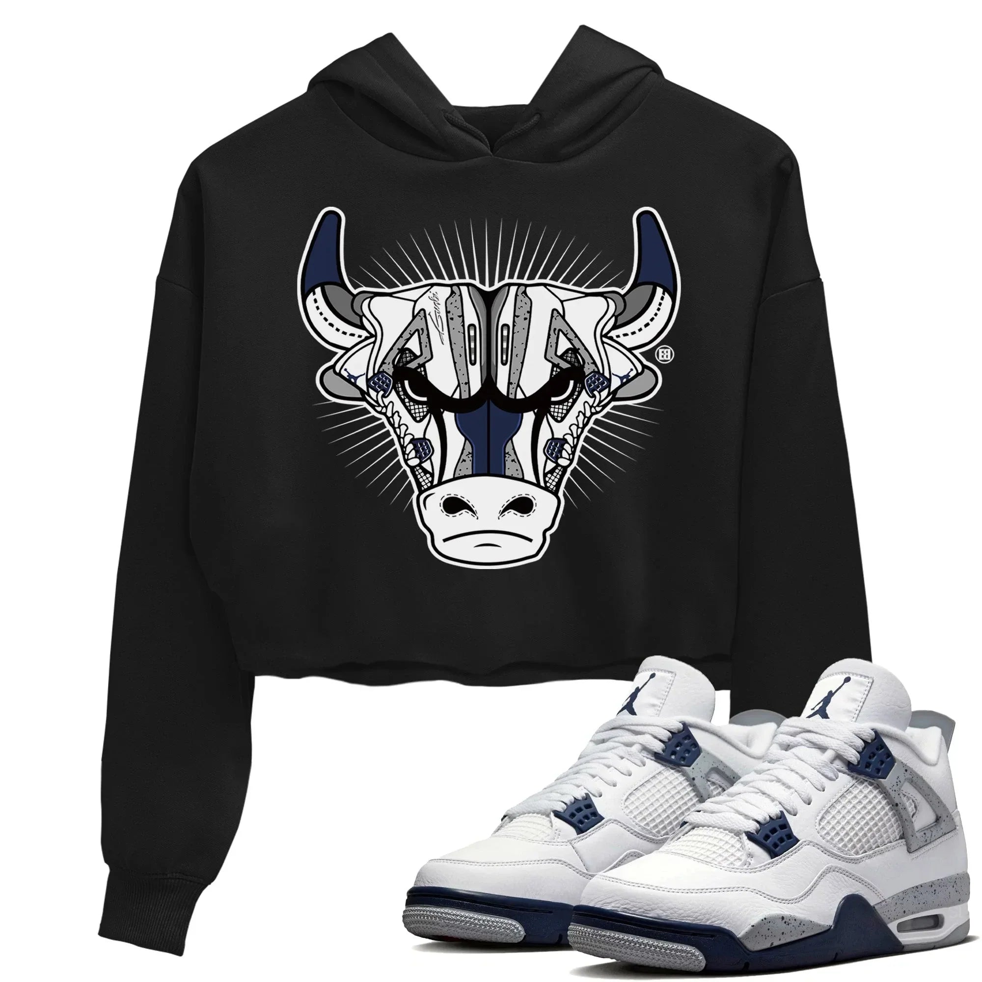 snkmatch Bull Head Women's Tops - Air Jordan 4 Midnight Navy