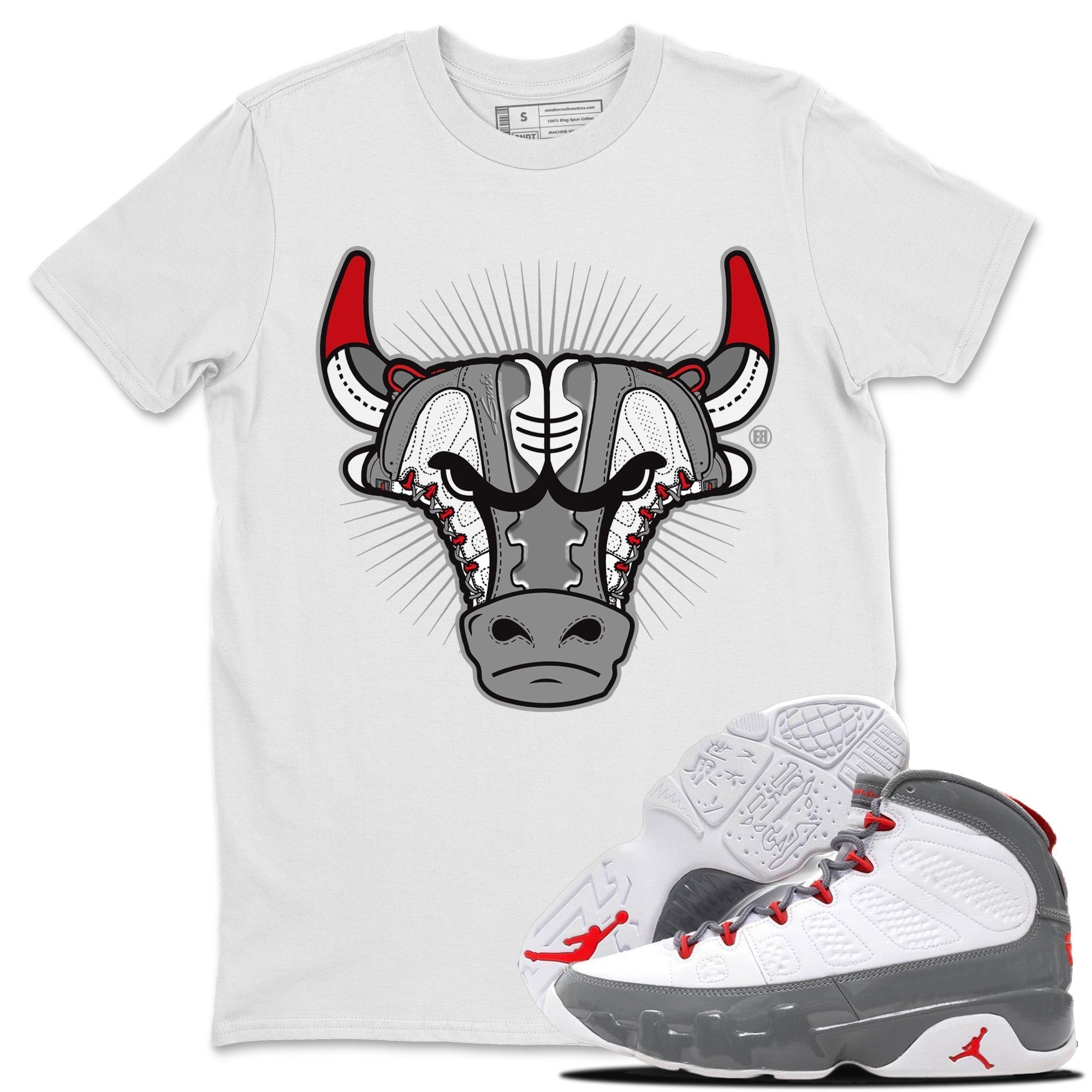 snkmatch Bull Head Unisex Tops - Air Jordan 9 Fire Red
