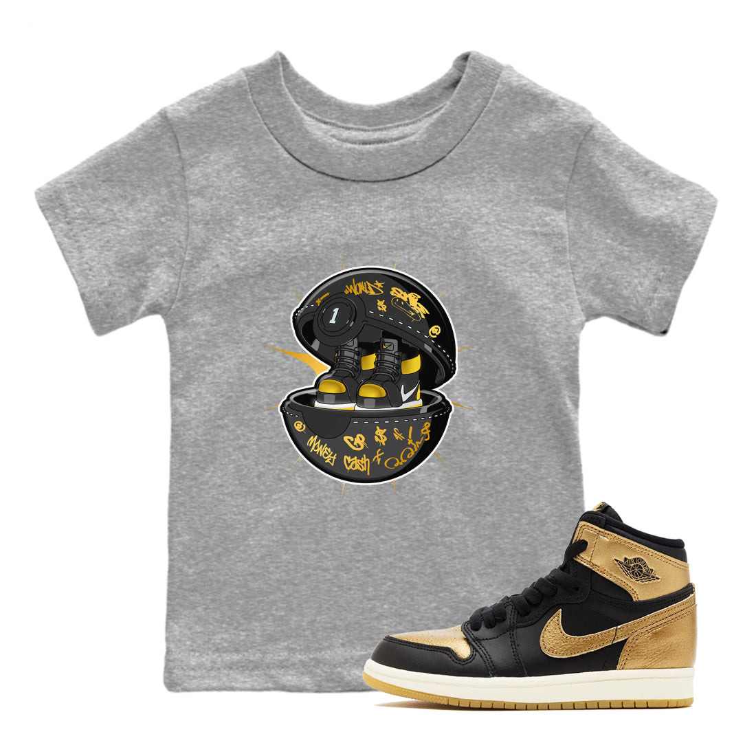 snkmatch Capsule snkmatch Tees Kids - Air Jordan 1 Black Metallic Gold