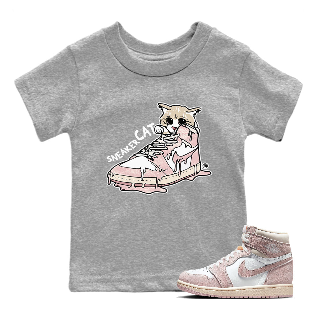 snkmatch Cat Kids Tops - Air Jordan 1 Washed Pink
