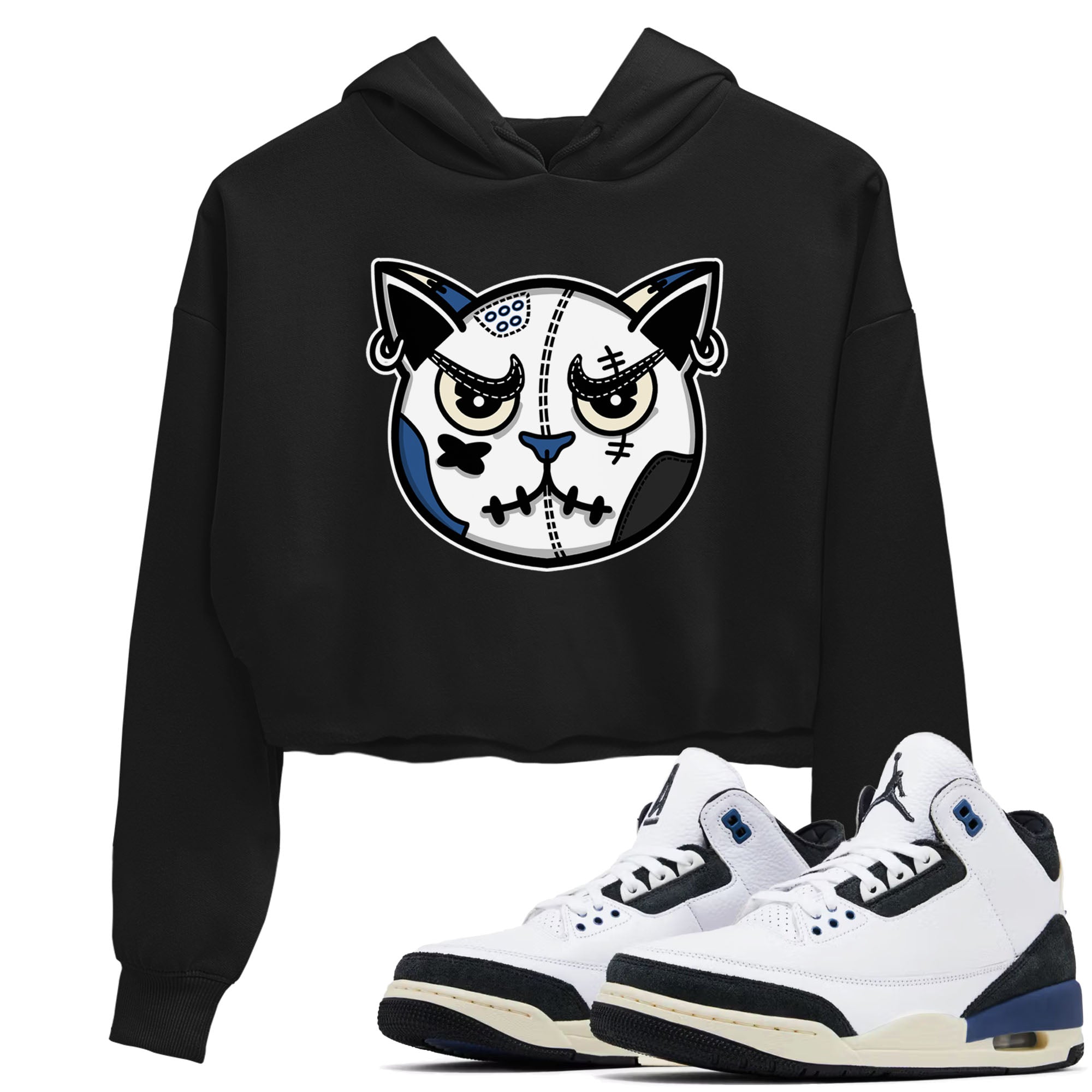 snkmatch Cat Face snkmatch Women's Top - Air Jordan 3 A Ma Maniere x Diffused Blue