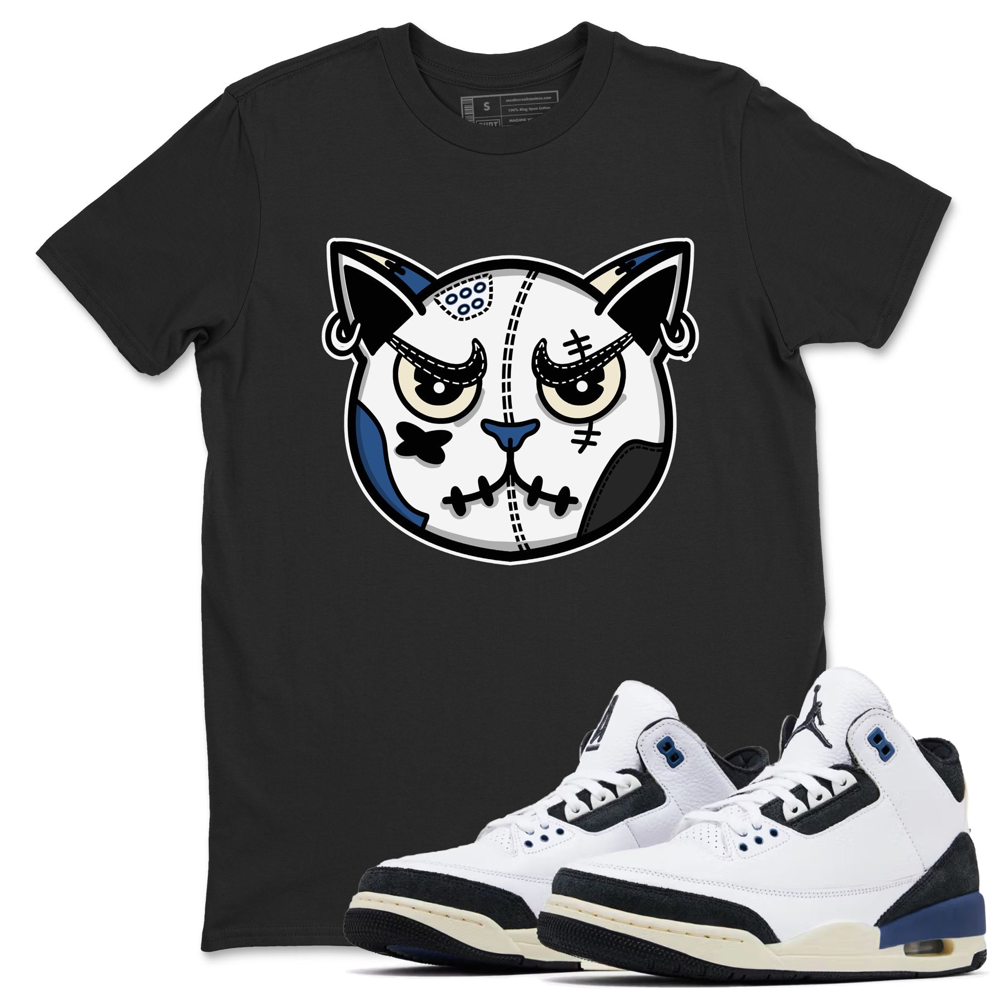 snkmatch Cat Face snkmatch Tees - Air Jordan 3 A Ma Maniere x Diffused Blue