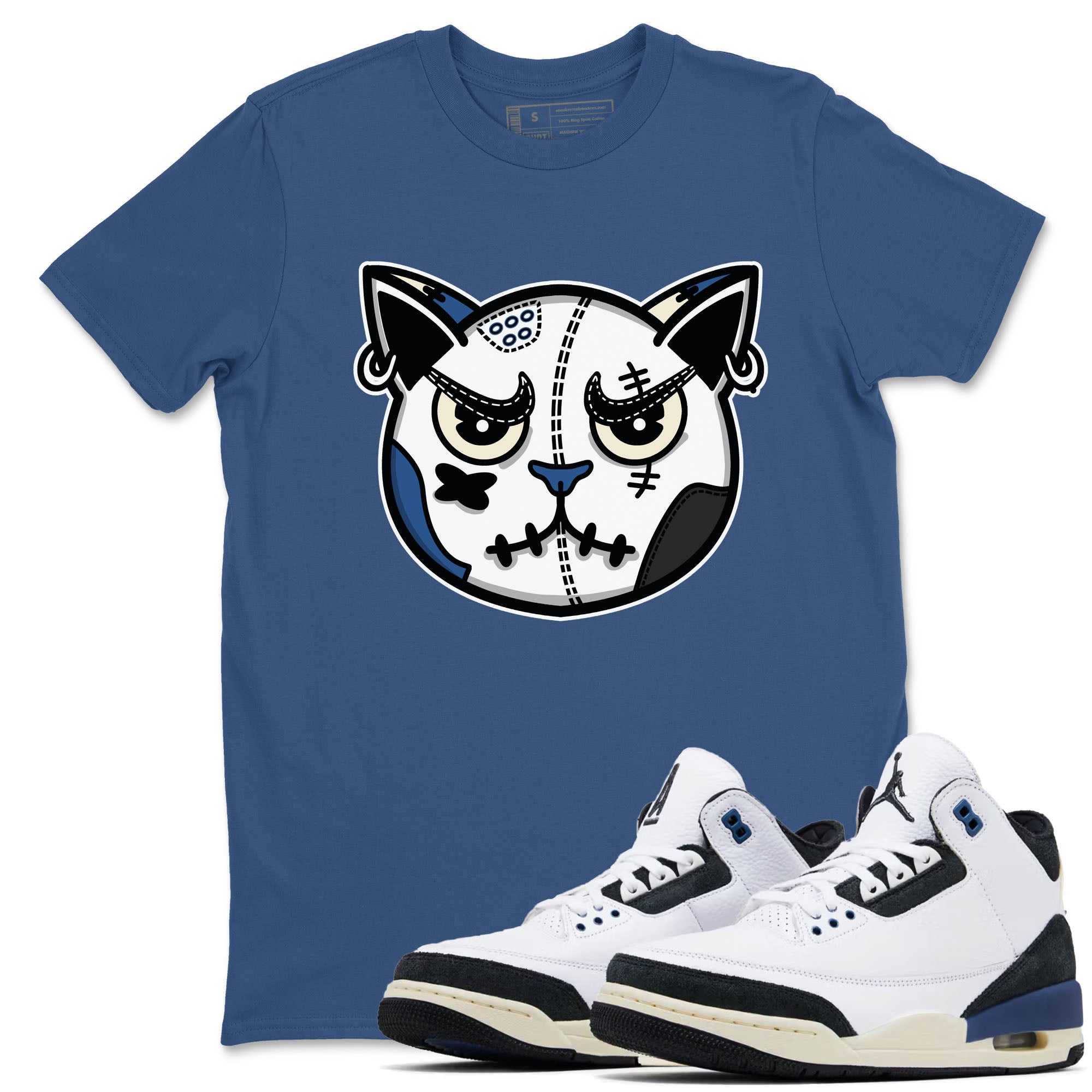 snkmatch Cat Face snkmatch Tees - Air Jordan 3 A Ma Maniere x Diffused Blue