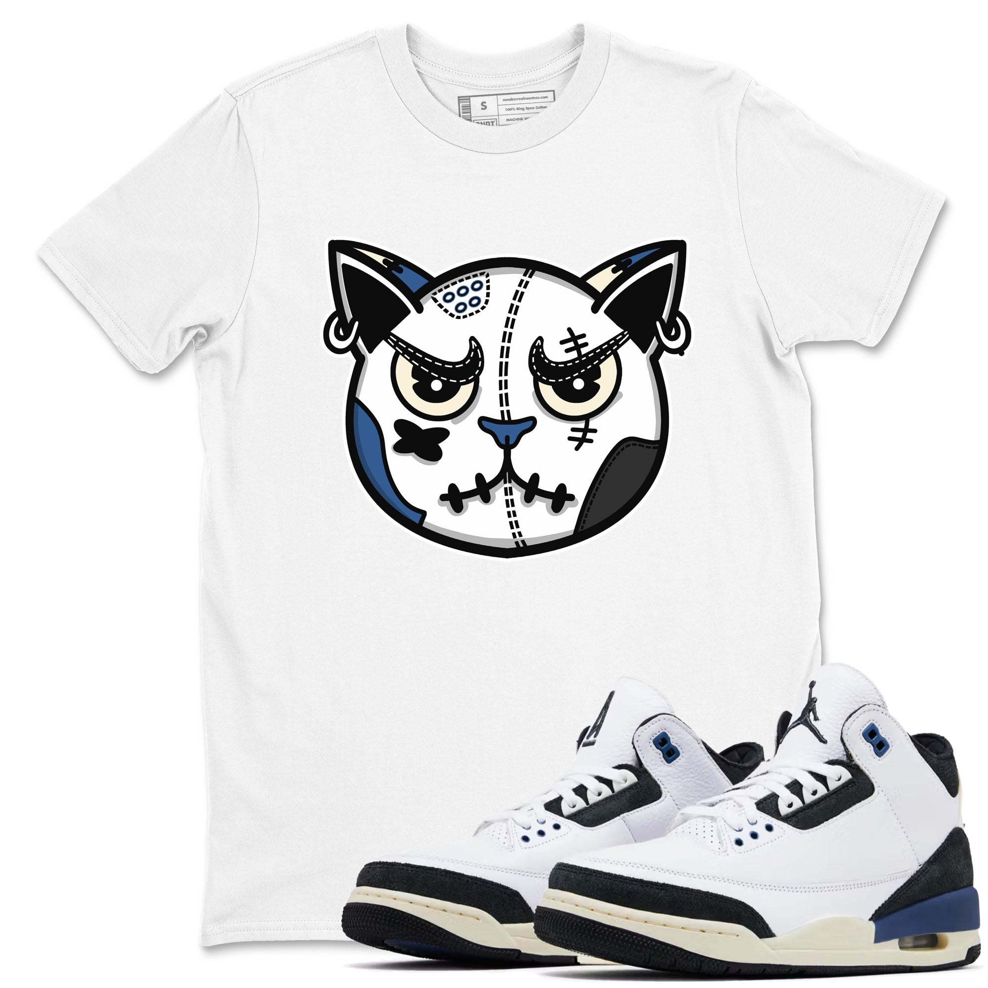 snkmatch Cat Face snkmatch Tees - Air Jordan 3 A Ma Maniere x Diffused Blue