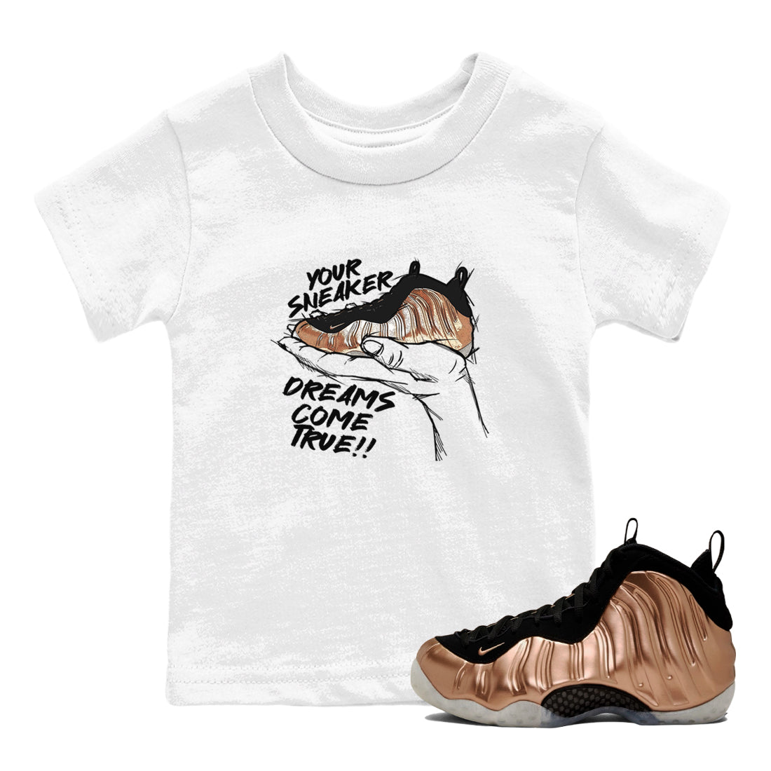 snkmatch Dreams snkmatch Tees Kids - Air Foamposite One Metallic Copper
