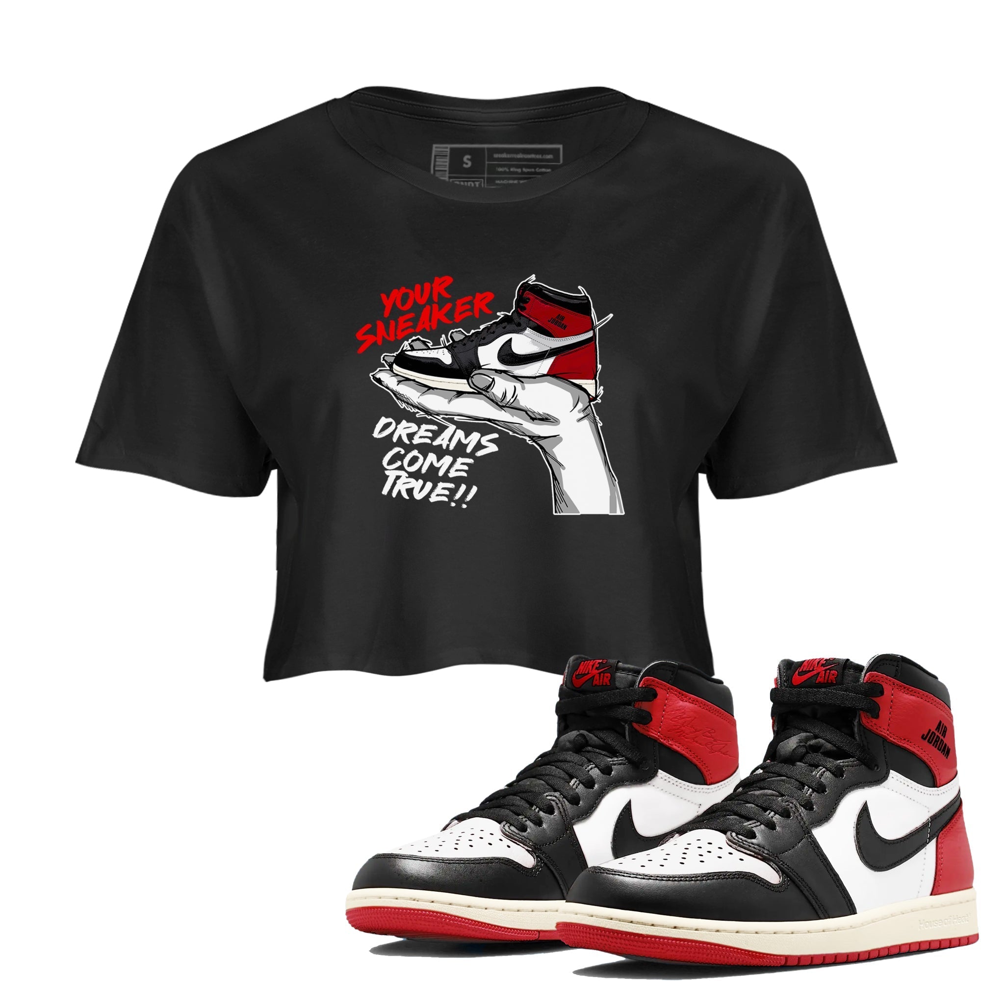 snkmatch Dreams snkmatch Women's Top - Air Jordan 1 Black Toe Reimagined