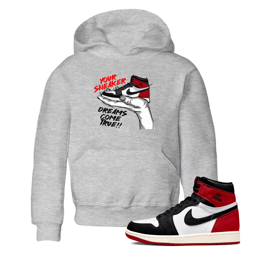 snkmatch Dreams snkmatch Tees Kids - Air Jordan 1 Black Toe Reimagined