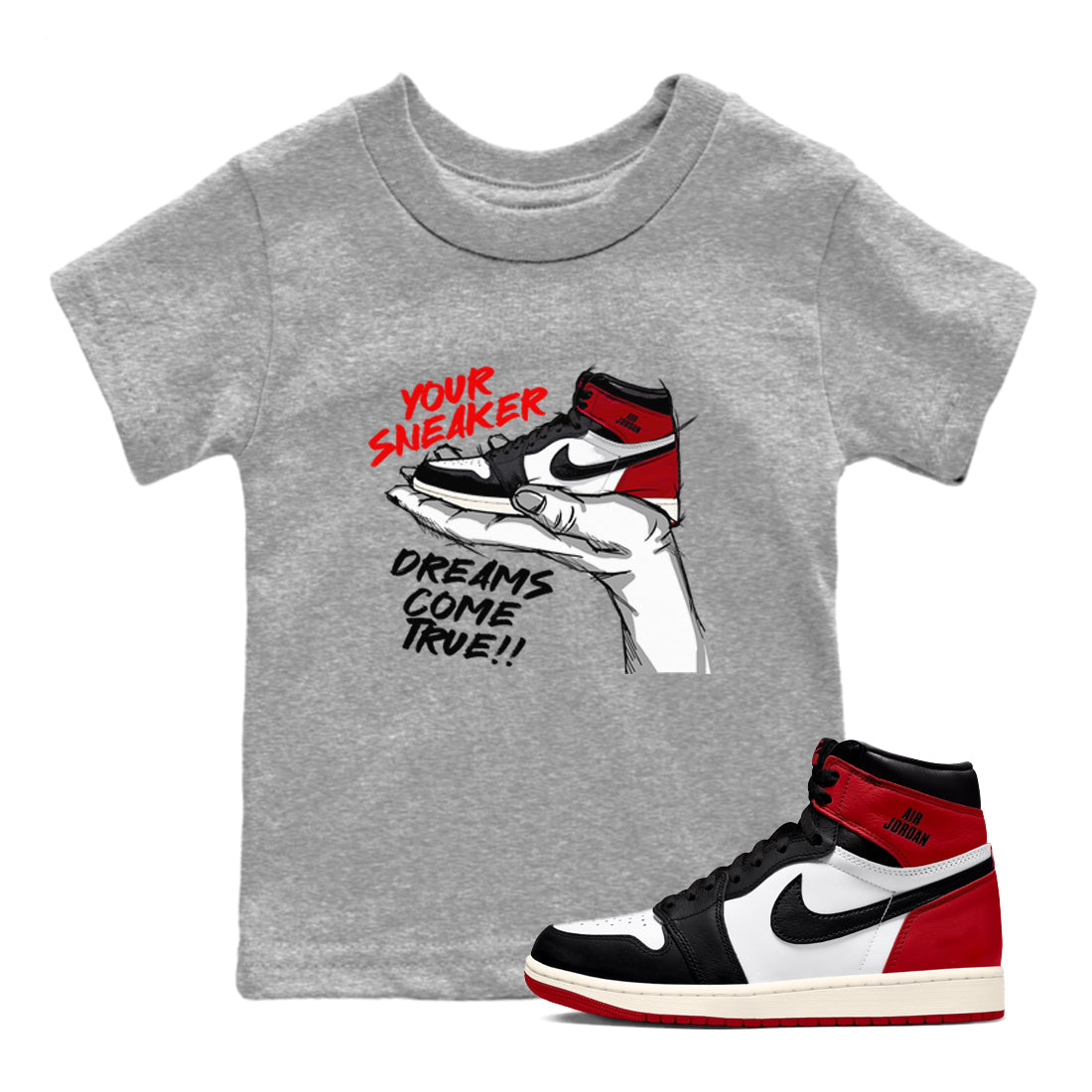 snkmatch Dreams snkmatch Tees Kids - Air Jordan 1 Black Toe Reimagined