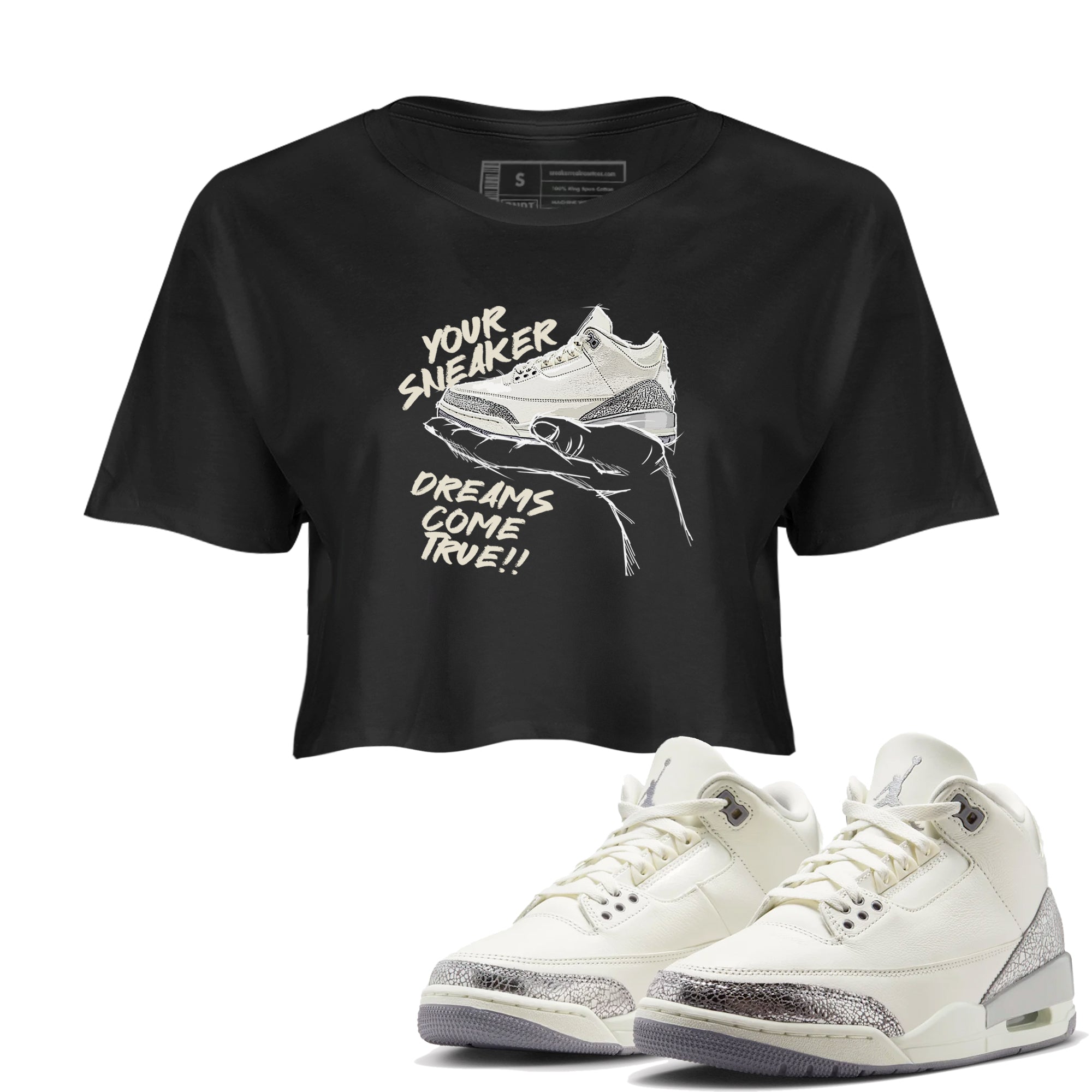 snkmatch Dreams snkmatch Women's Top - Air Jordan 3 Sail and Cement Grey