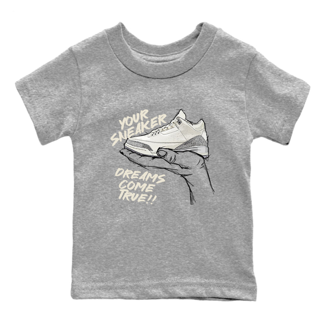 snkmatch Dreams snkmatch Tees Kids - Air Jordan 3 Sail and Cement Grey