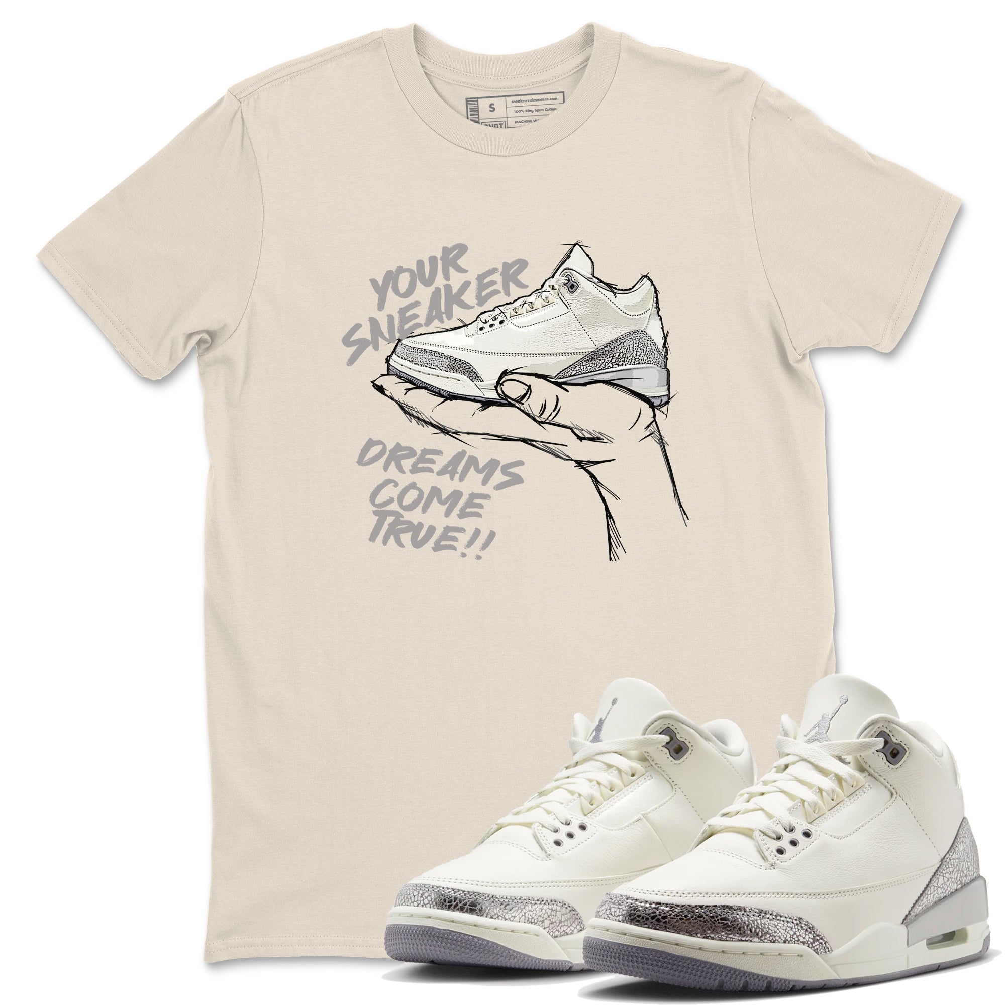 snkmatch Dreams snkmatch Tees - Air Jordan 3 Sail and Cement Grey