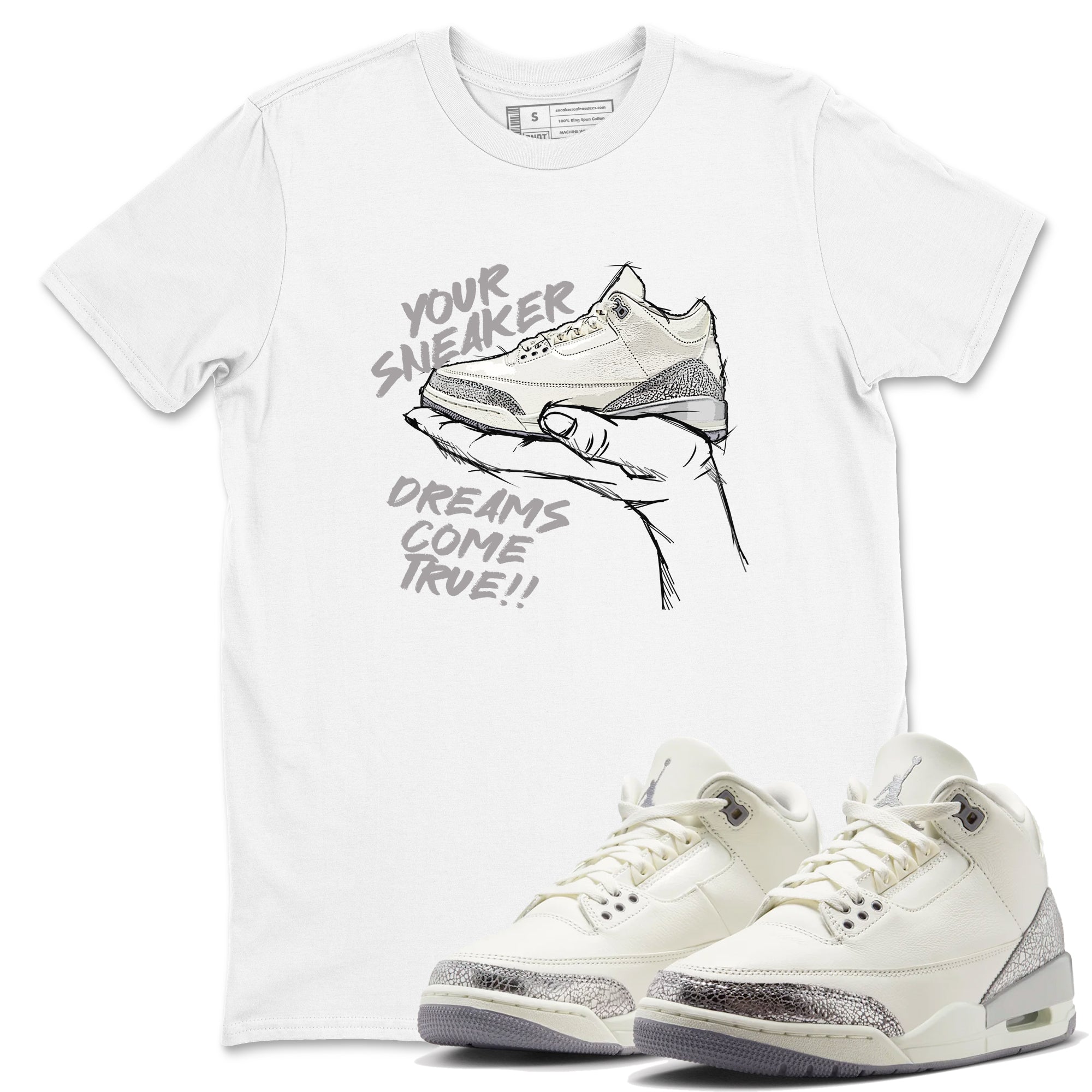 snkmatch Dreams snkmatch Tees - Air Jordan 3 Sail and Cement Grey