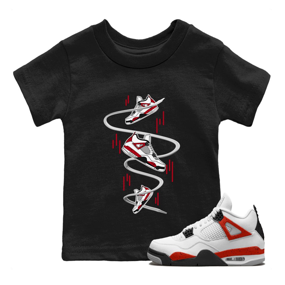 snkmatch Drop Kids Tops - Air Jordan 4 Red Cement