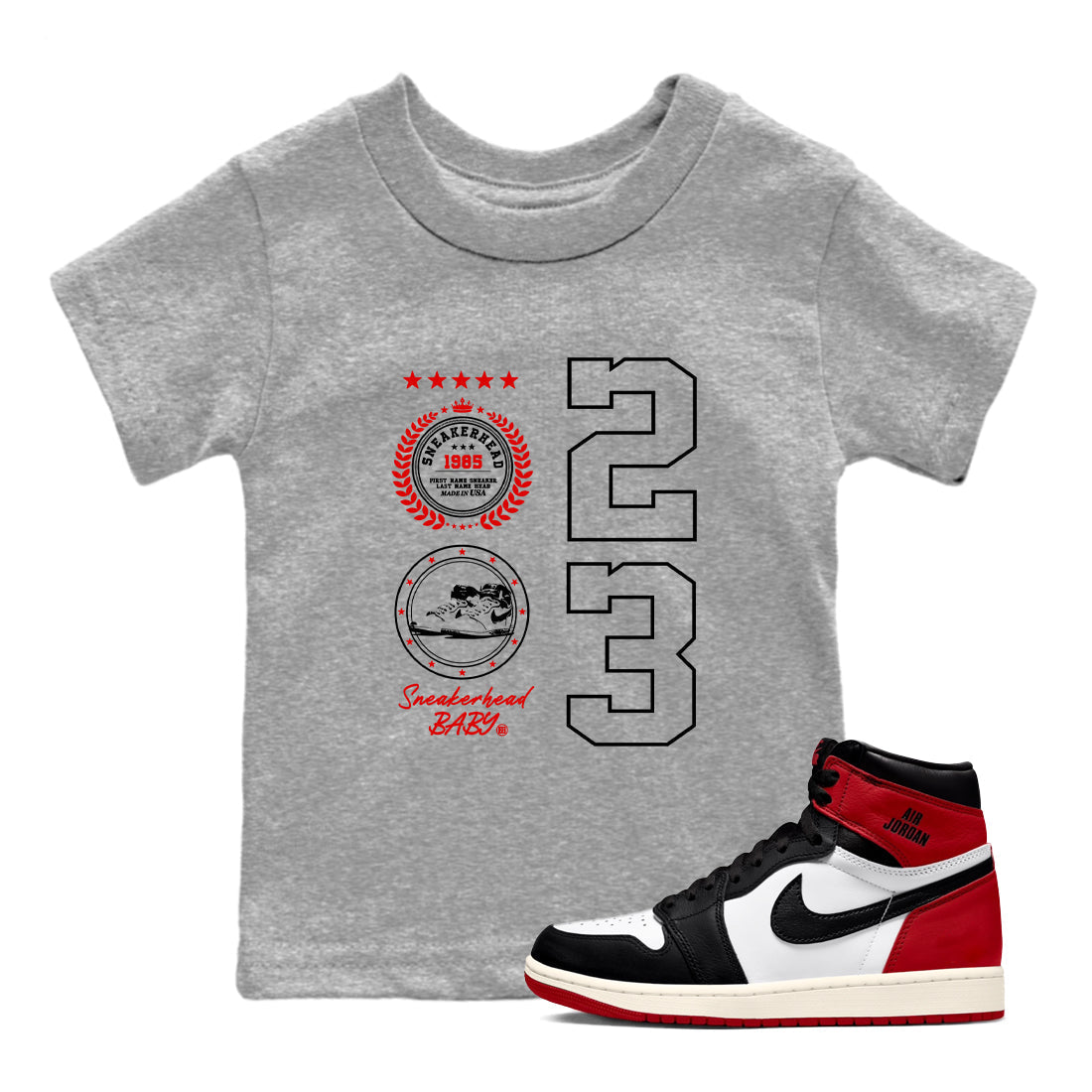 snkmatch Emblem snkmatch Tees Kids - Air Jordan 1 Black Toe Reimagined