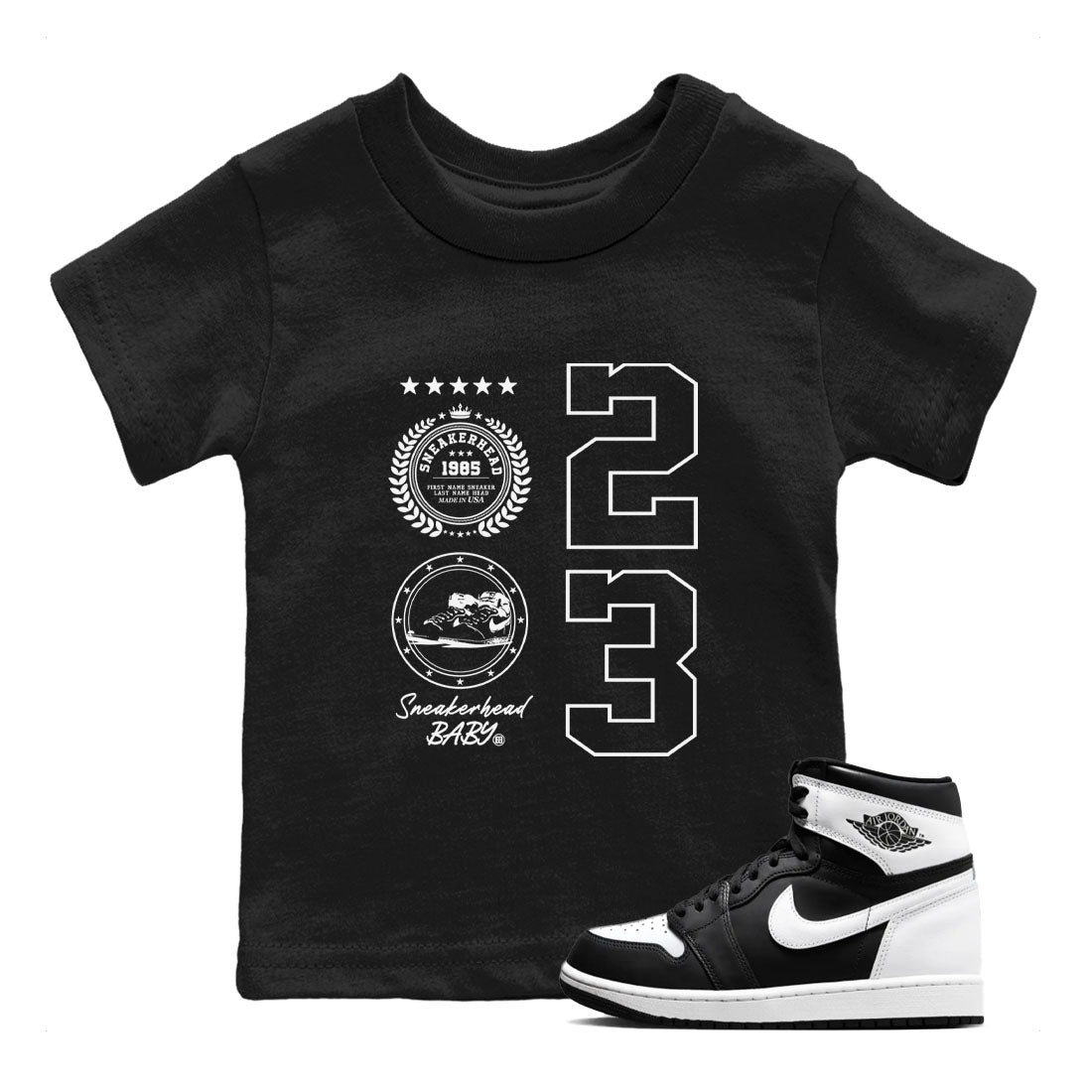 snkmatch Emblem snkmatch Tees Kids - Air Jordan 1 Black White