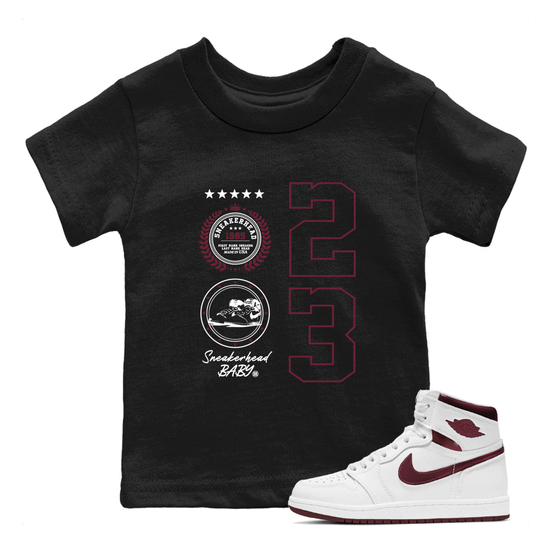 snkmatch Emblem snkmatch Tees Kids - Air Jordan 1 Metallic Burgundy