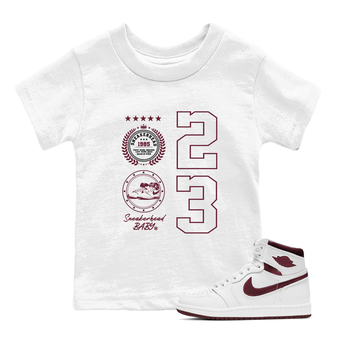 snkmatch Emblem snkmatch Tees Kids - Air Jordan 1 Metallic Burgundy