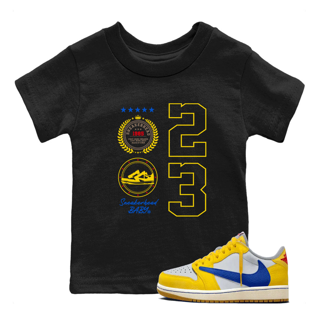 snkmatch Emblem snkmatch Tees Kids - Air Jordan 1 Travis Scott Canary