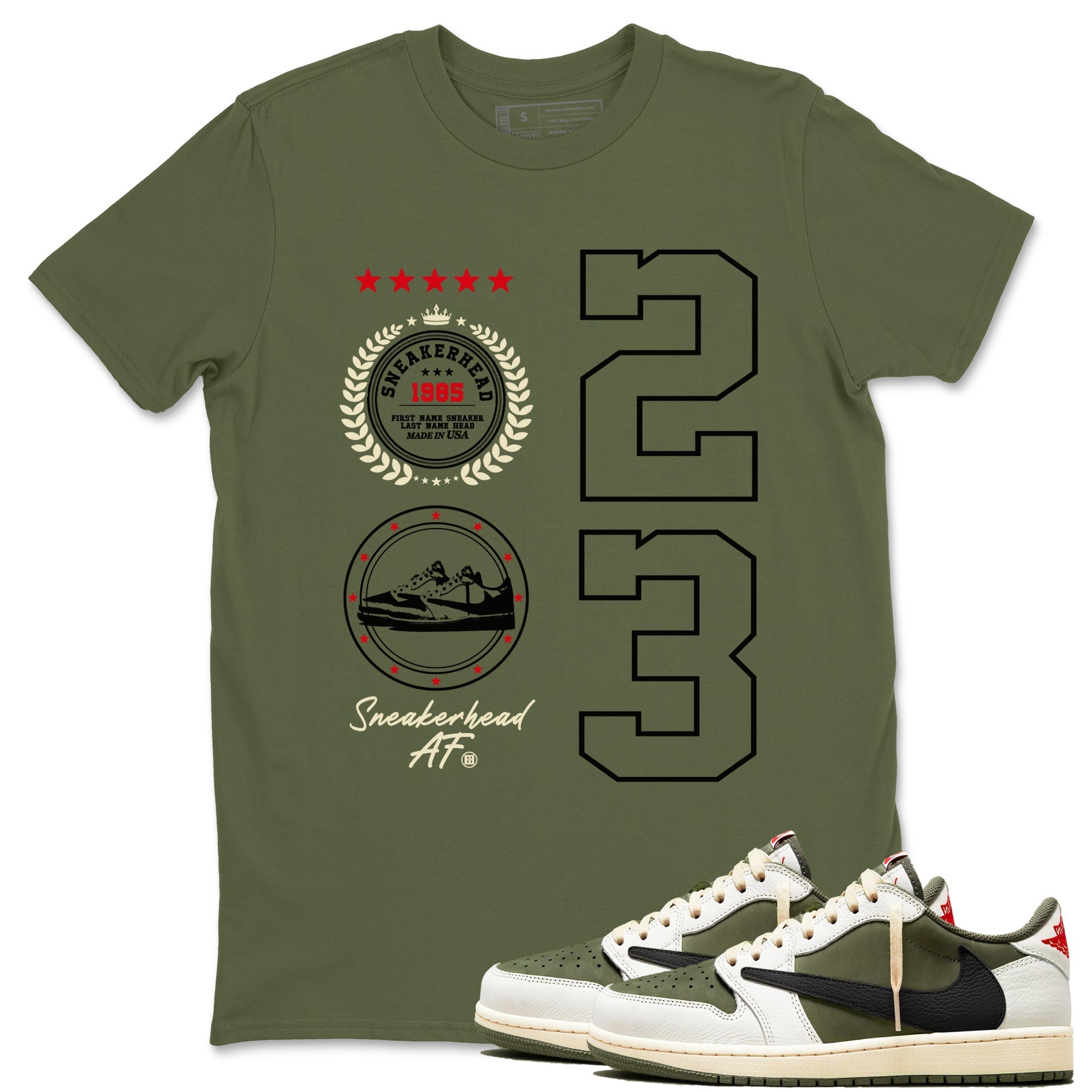 snkmatch Emblem snkmatch Tees - Air Jordan 1 Travis Scott Medium Olive