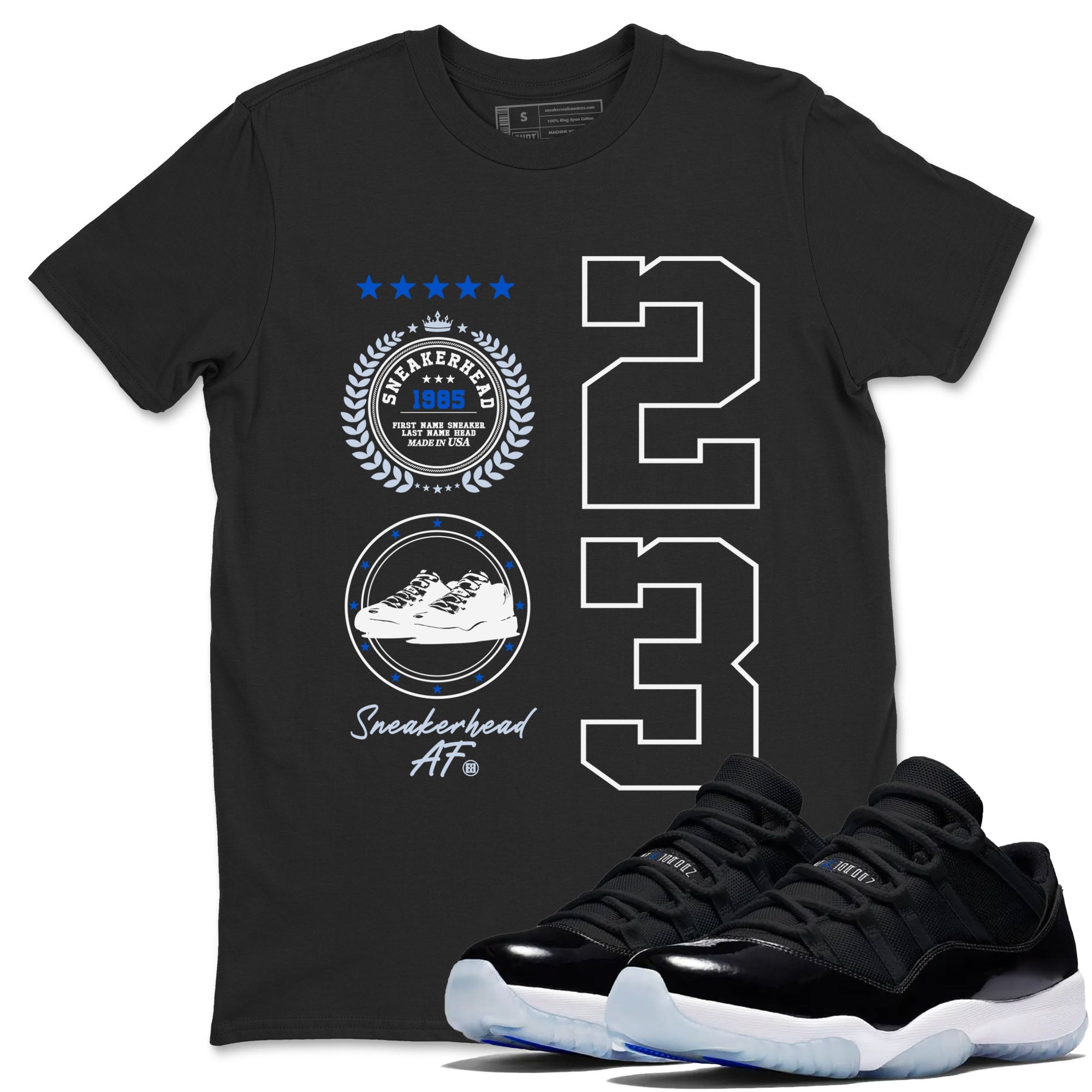snkmatch Emblem snkmatch Tees - Air Jordan 11 Black and Varsity Royal