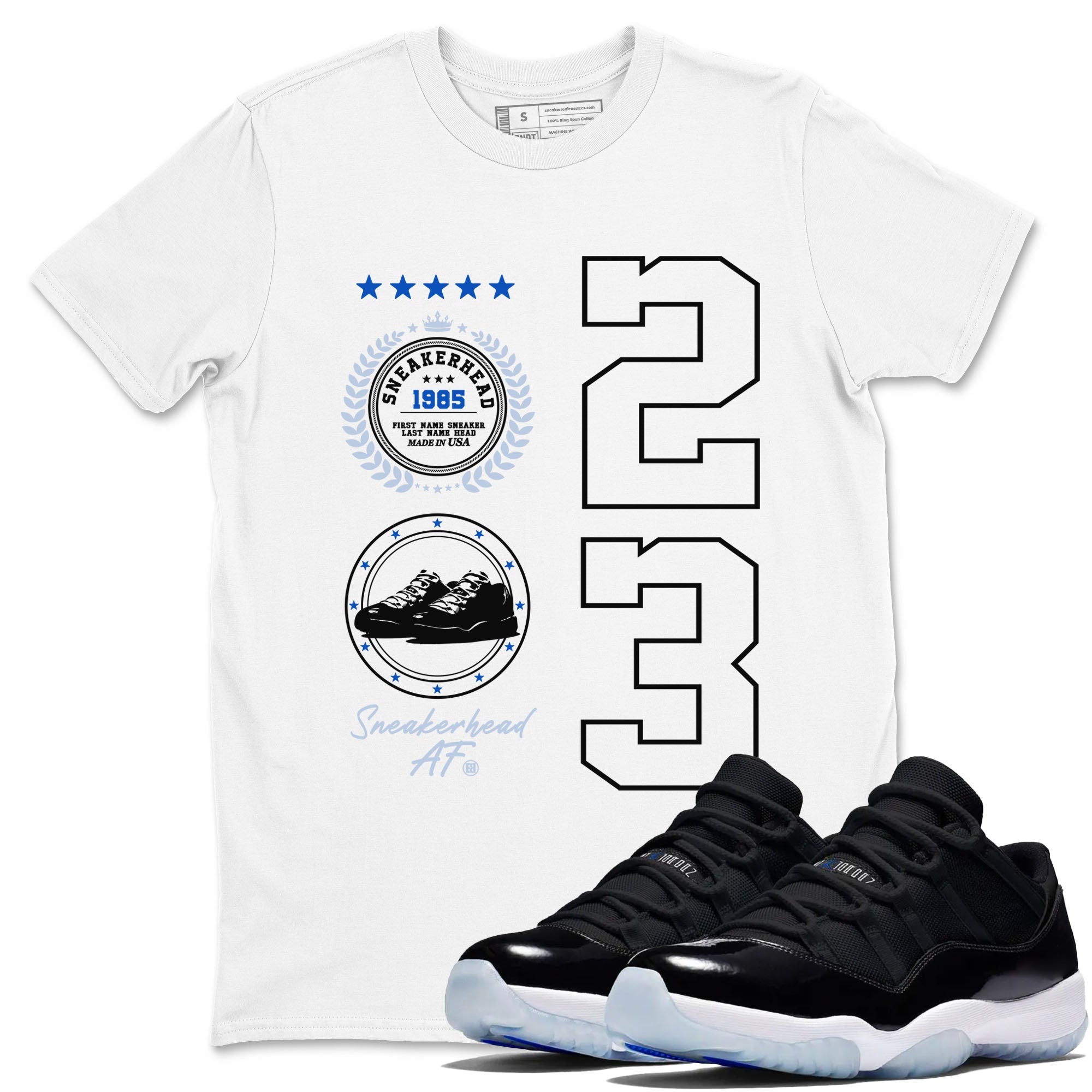 snkmatch Emblem snkmatch Tees - Air Jordan 11 Black and Varsity Royal