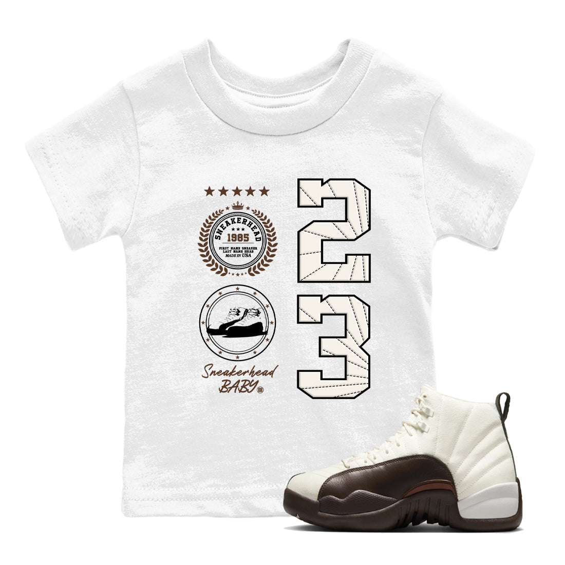 snkmatch Emblem snkmatch Tees Kids - Air Jordan 12 Baroque Brown