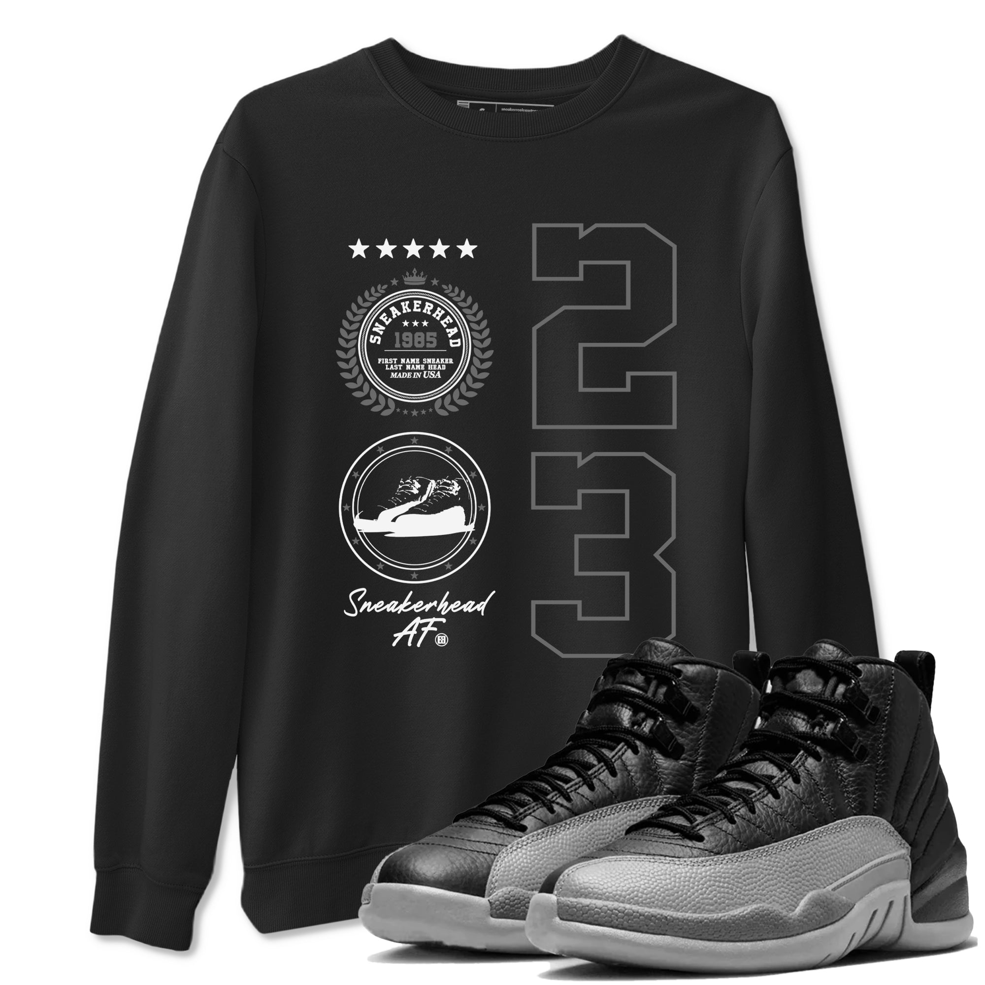 snkmatch Emblem snkmatch Tees - Air Jordan 12 Black Wolf Grey