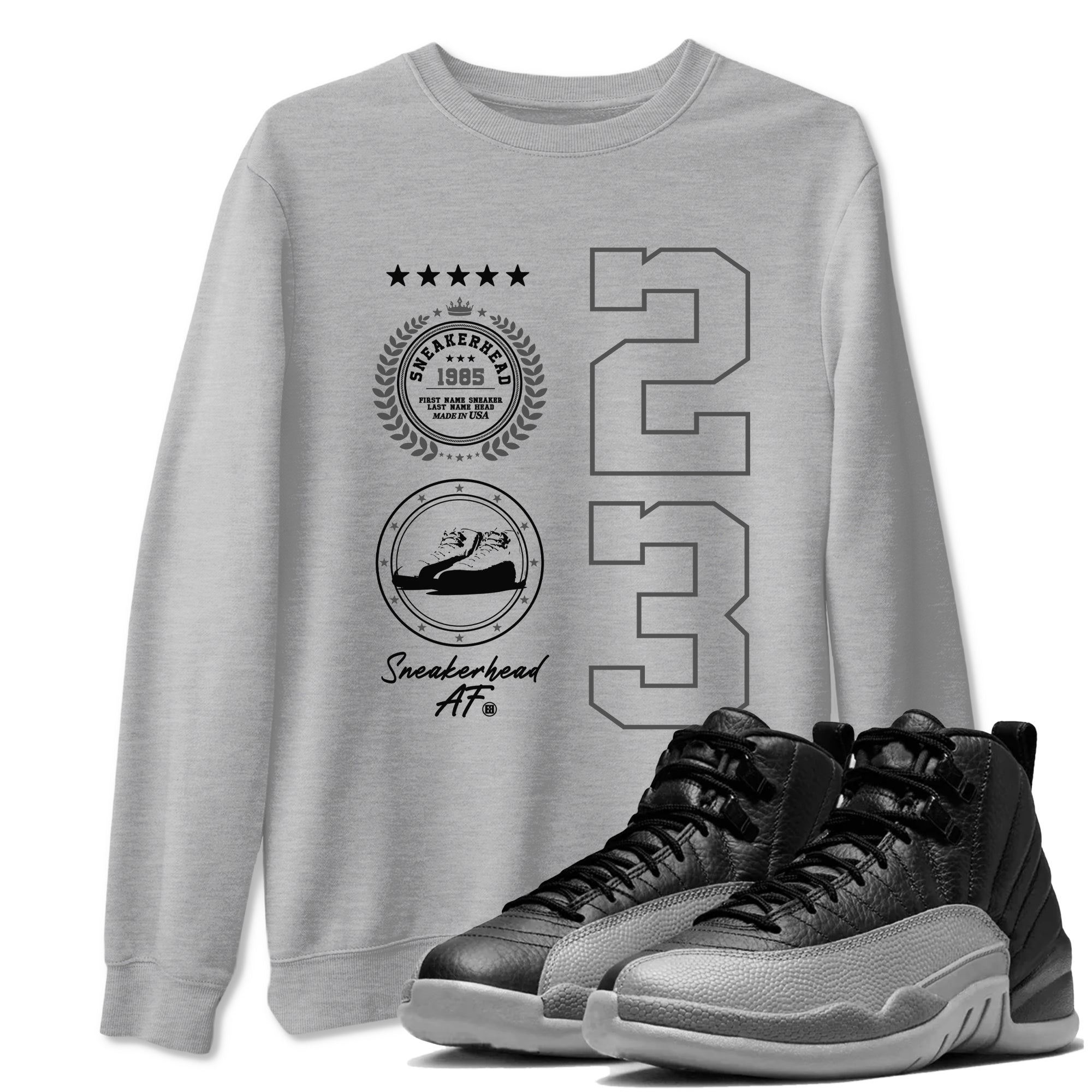 snkmatch Emblem snkmatch Tees - Air Jordan 12 Black Wolf Grey