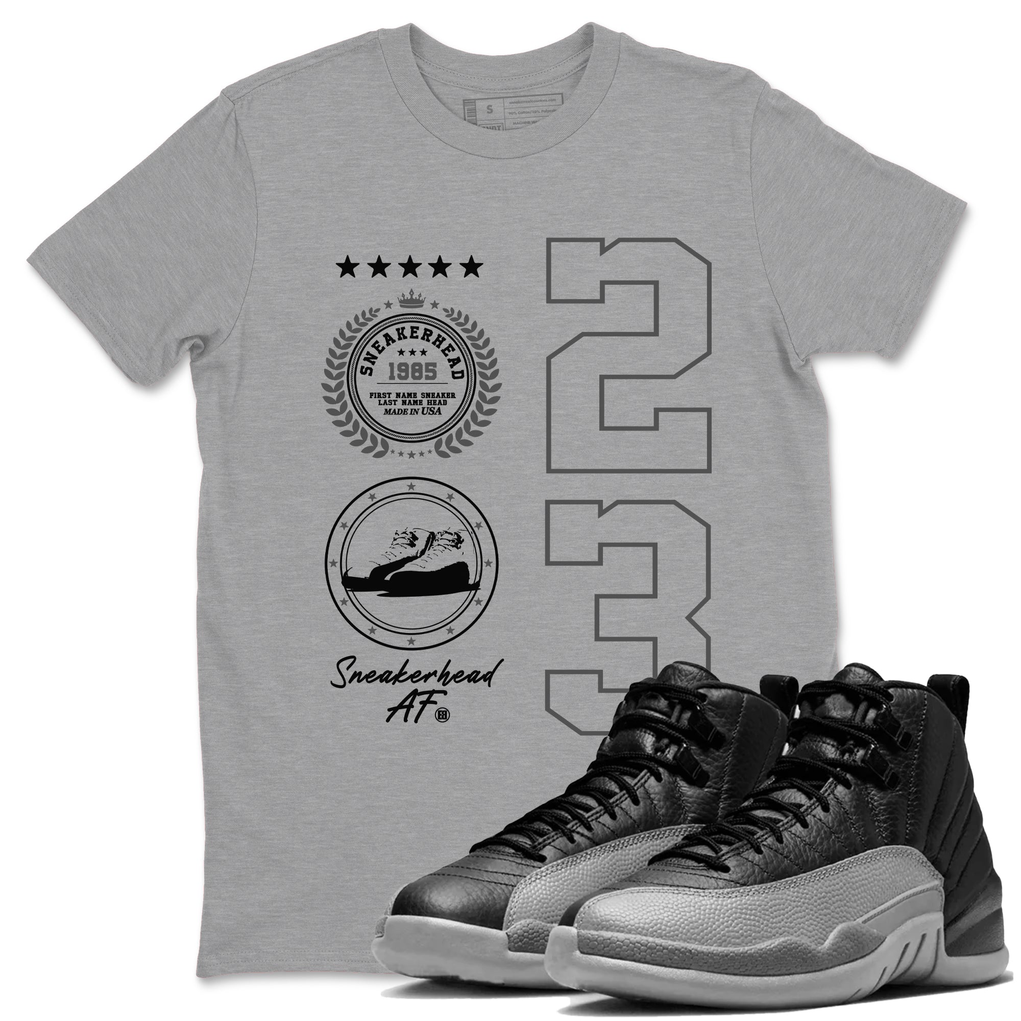 snkmatch Emblem snkmatch Tees - Air Jordan 12 Black Wolf Grey
