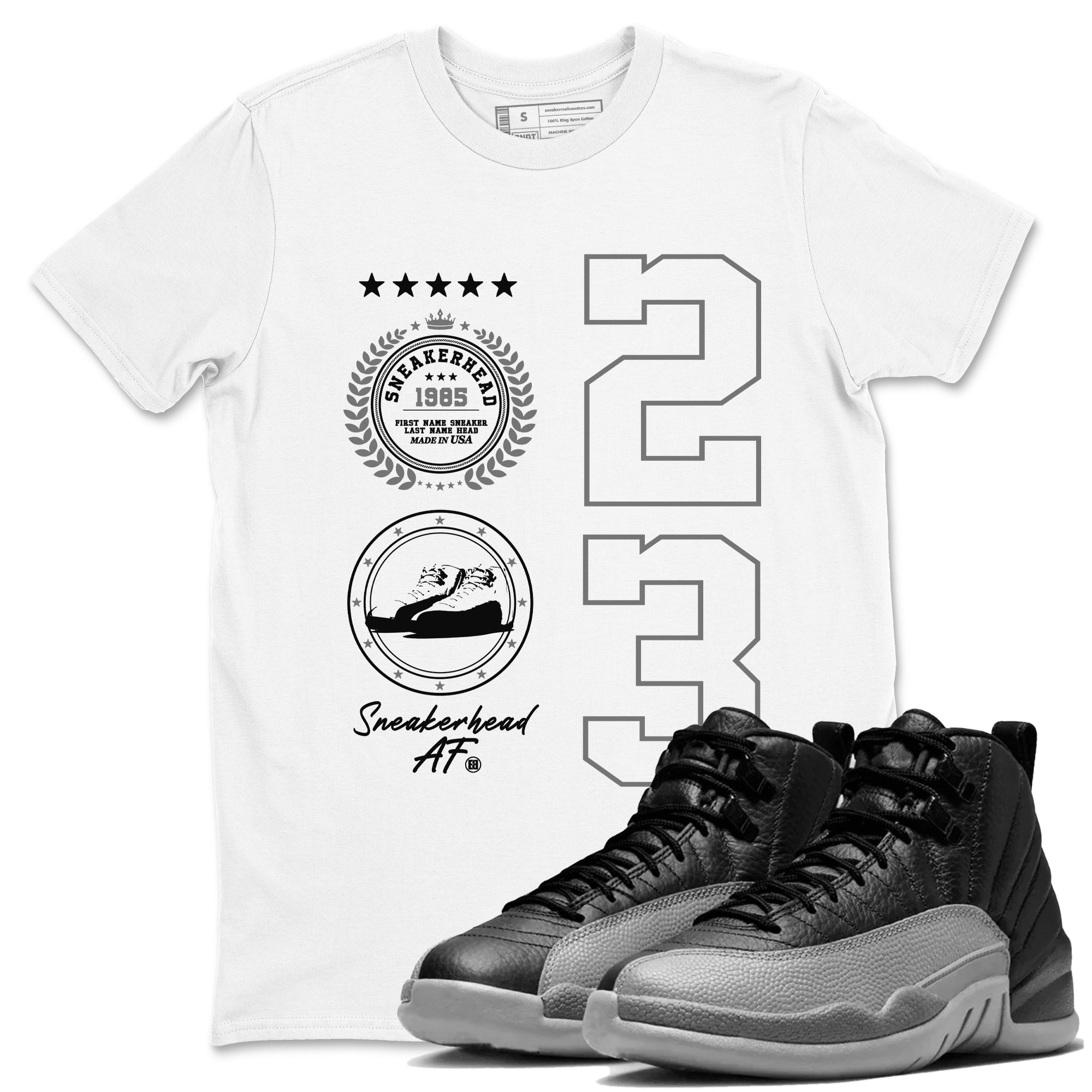 snkmatch Emblem snkmatch Tees - Air Jordan 12 Black Wolf Grey