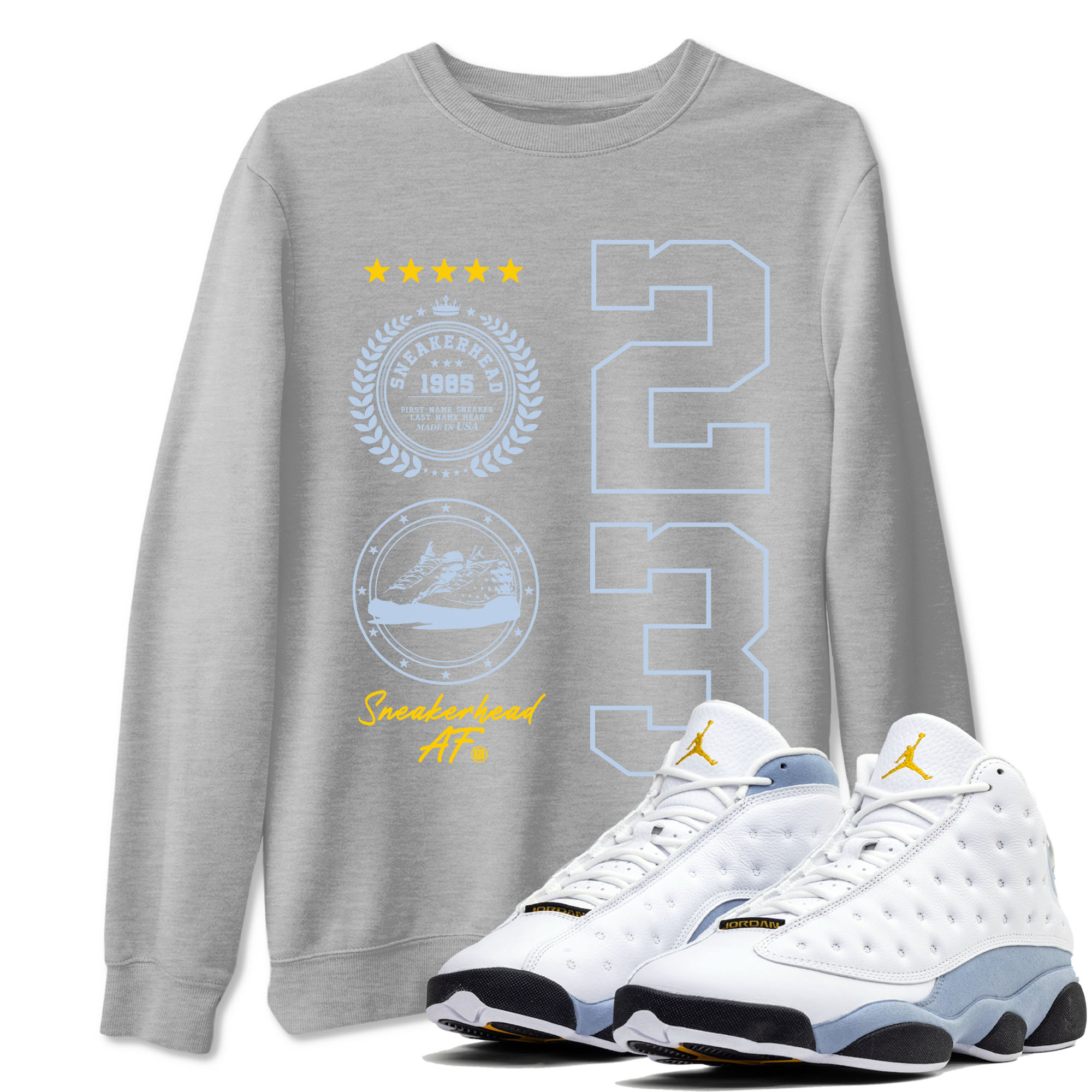 snkmatch Emblem snkmatch Tees - Air Jordan 13 Blue Grey