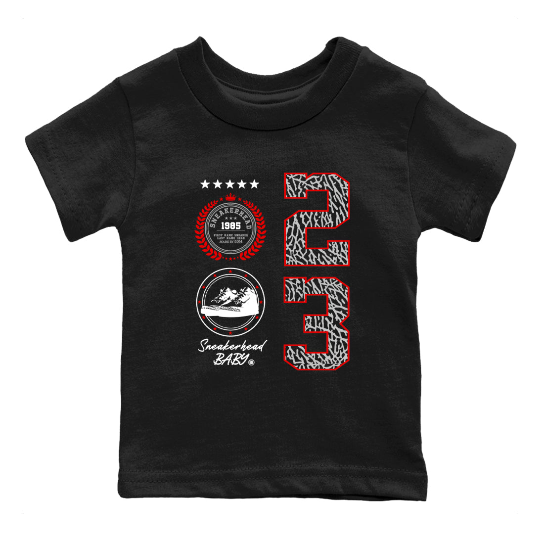 snkmatch Emblem snkmatch Tees Kids - Air Jordan 3 Black Cement