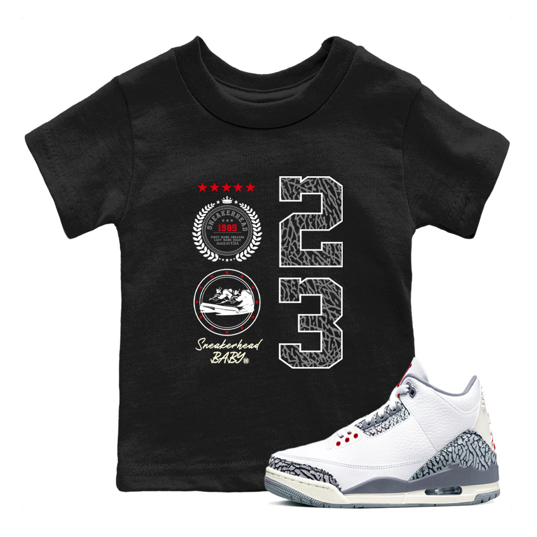 snkmatch Emblem snkmatch Tees Kids - Air Jordan 3 Cement Grey