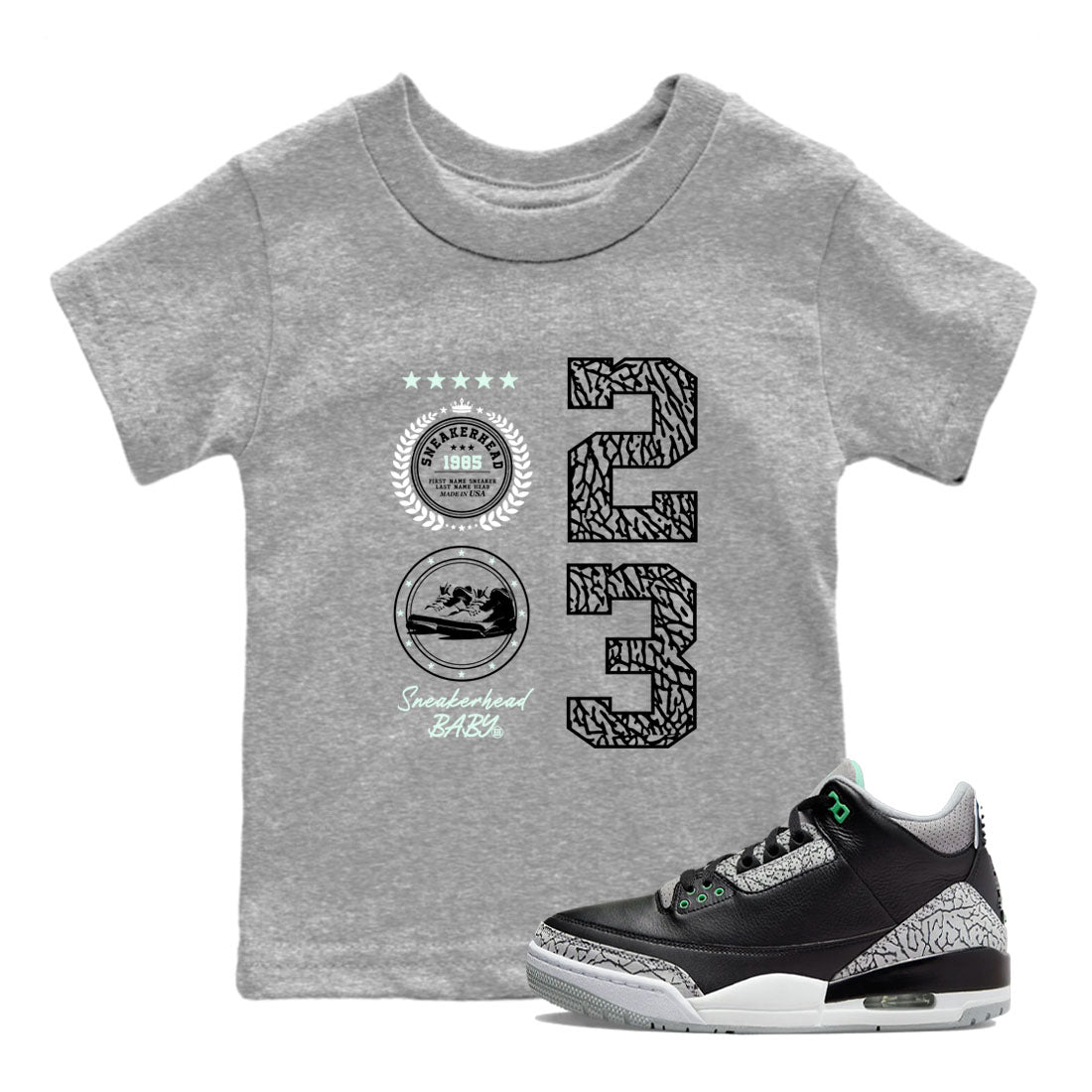 snkmatch Emblem snkmatch Tees Kids - Air Jordan 3 Green Glow