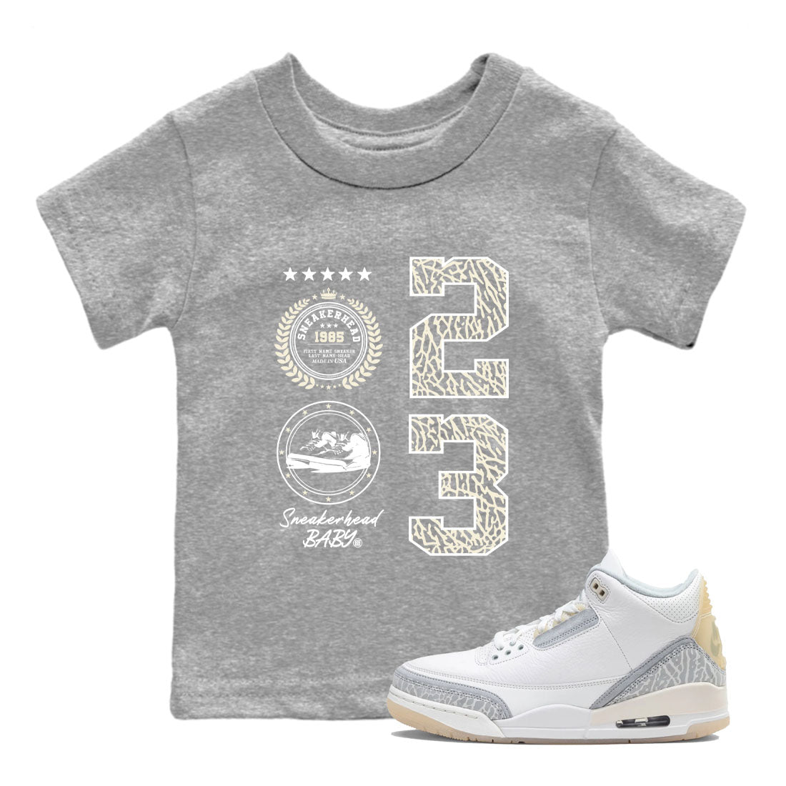 snkmatch Emblem snkmatch Tees Kids - Air Jordan 3 Ivory