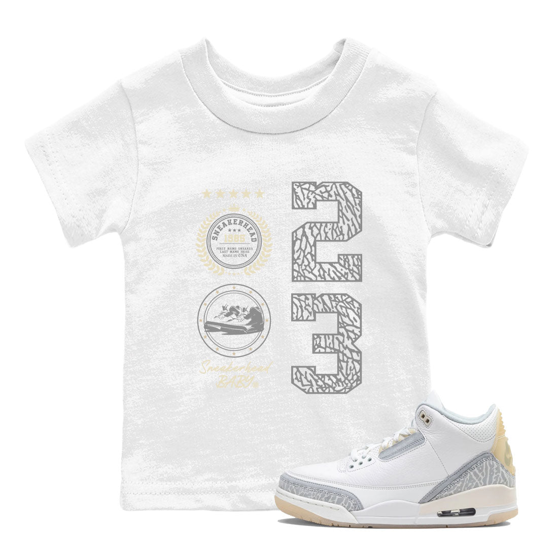snkmatch Emblem snkmatch Tees Kids - Air Jordan 3 Ivory