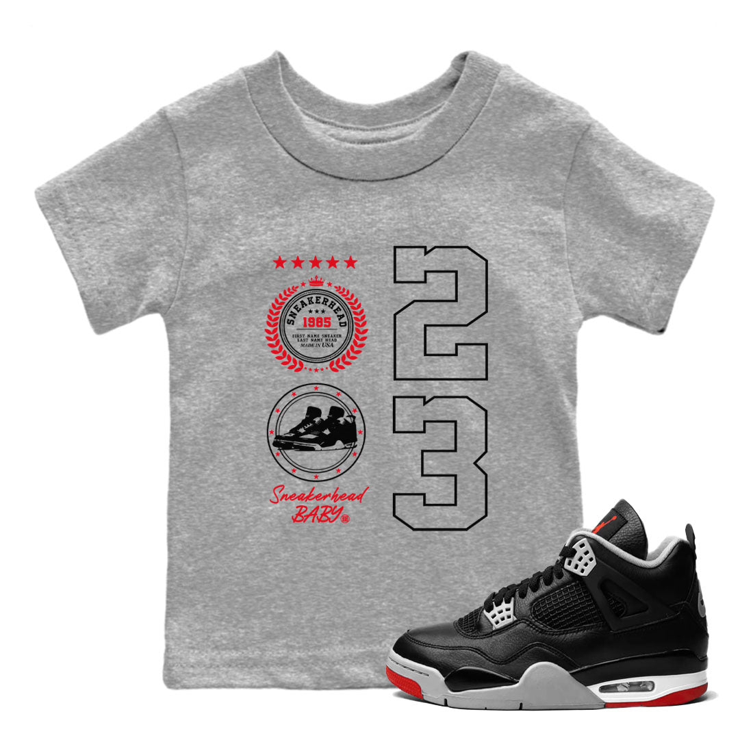 snkmatch Emblem snkmatch Tees Kids - Air Jordan 4 Bred Reimagined